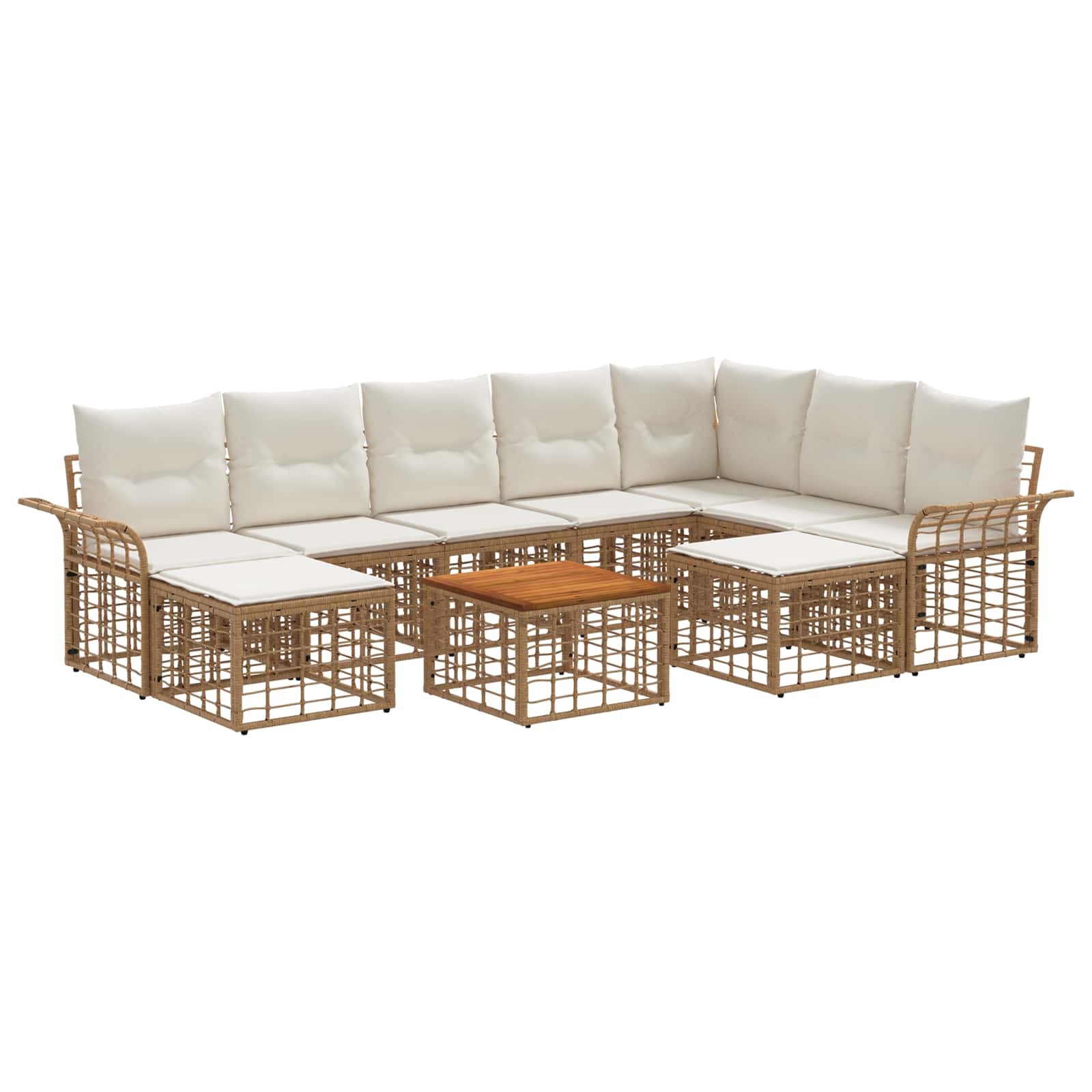 Set vanjskih sofa 10 pcs Prirodna i krema bijela Poliester