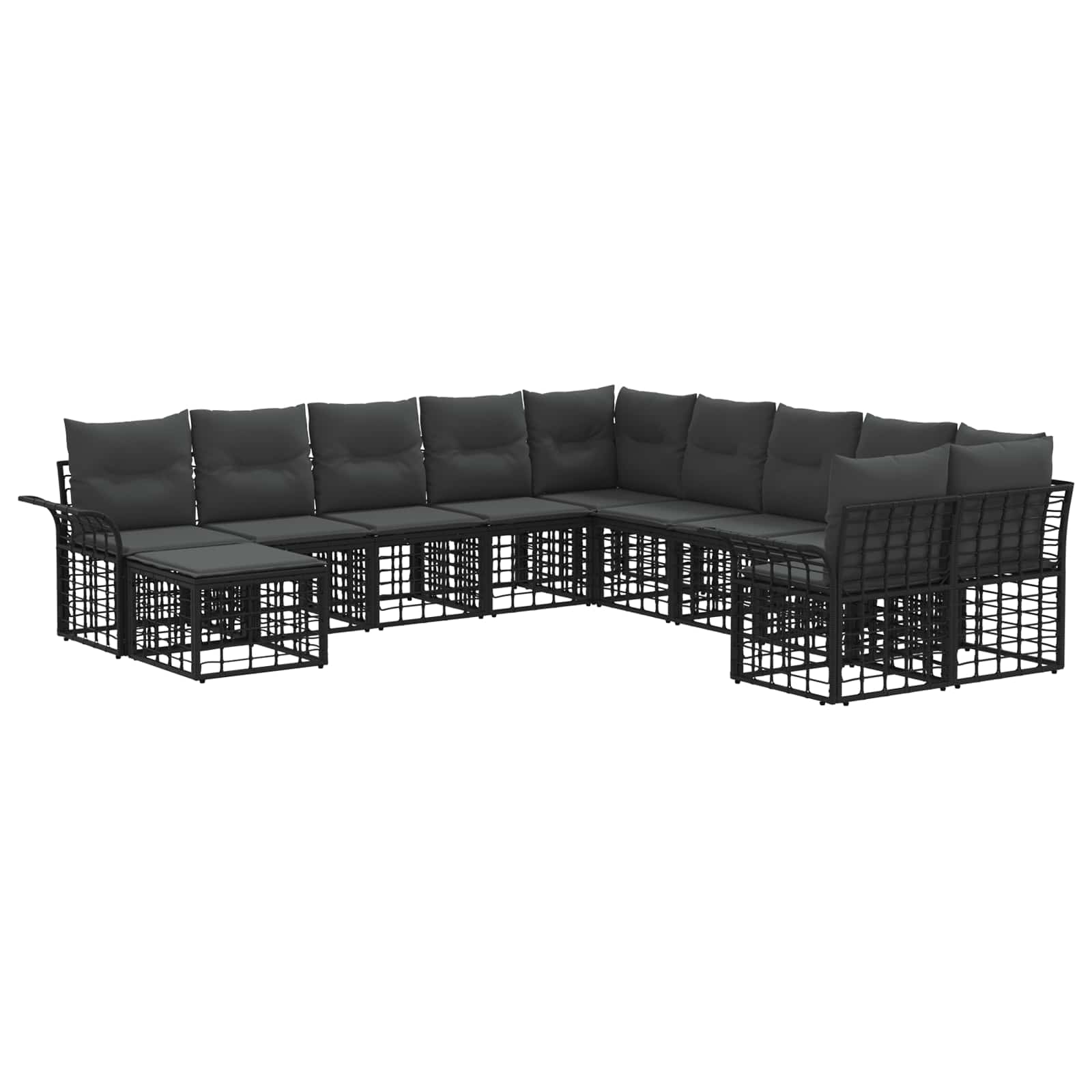 Set vanjskih sofa 11 pcs Crna i tamno siva Poliester