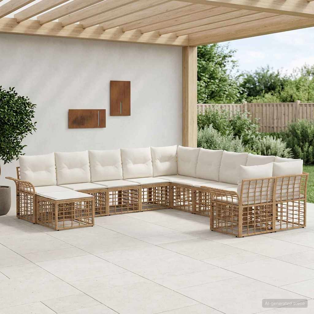 Set vanjskih sofa 11 pcs Prirodna i krema bijela Poliester