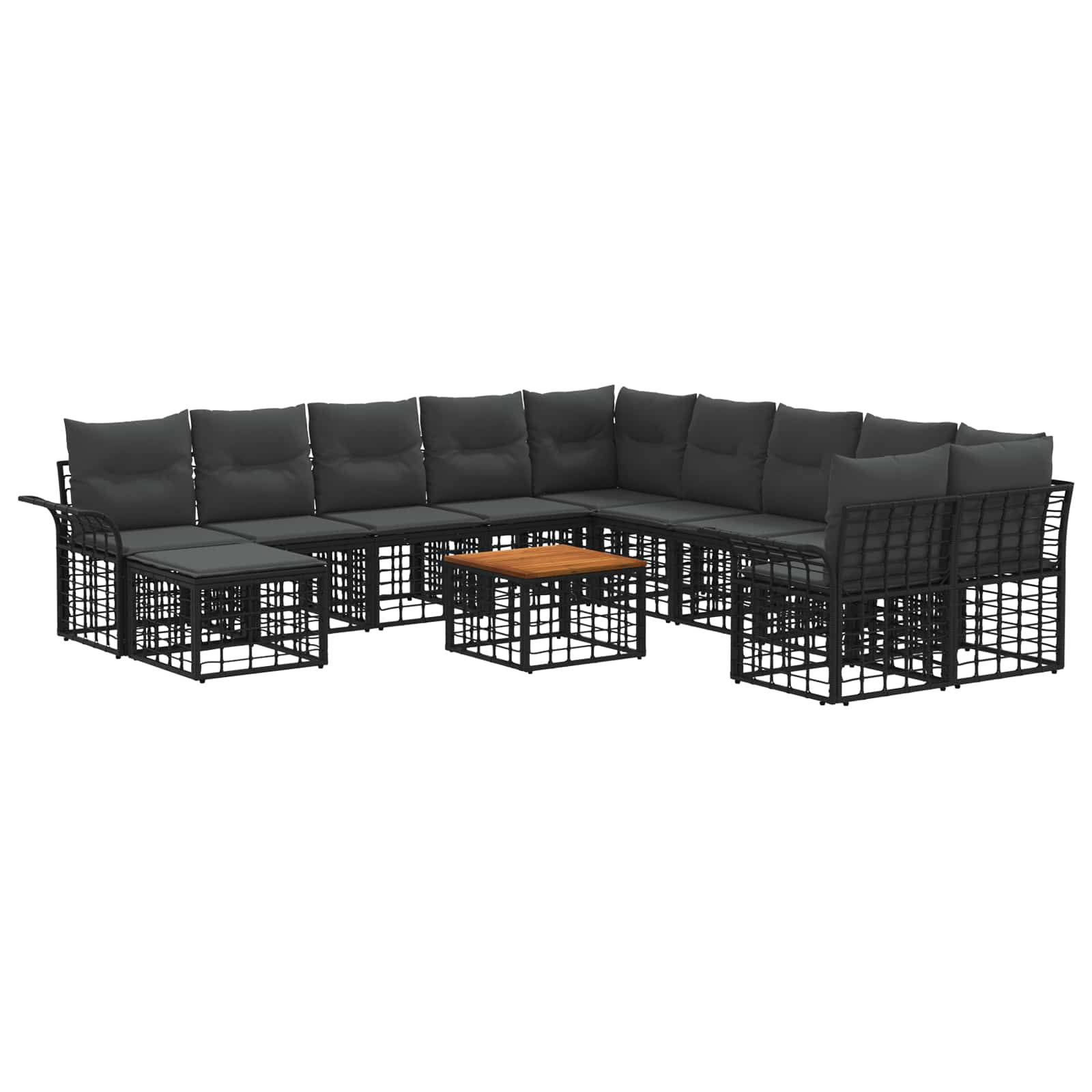 Set vanjskih sofa 12 pcs Crna i tamno siva Poliester
