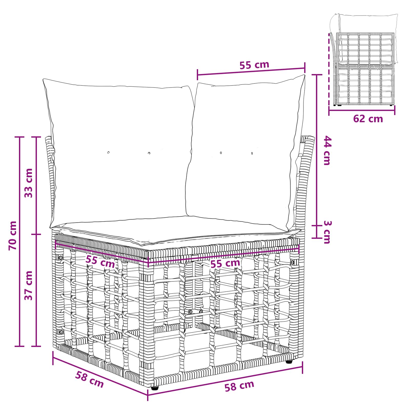 Set vanjskih sofa 12 pcs Crna i tamno siva Poliester
