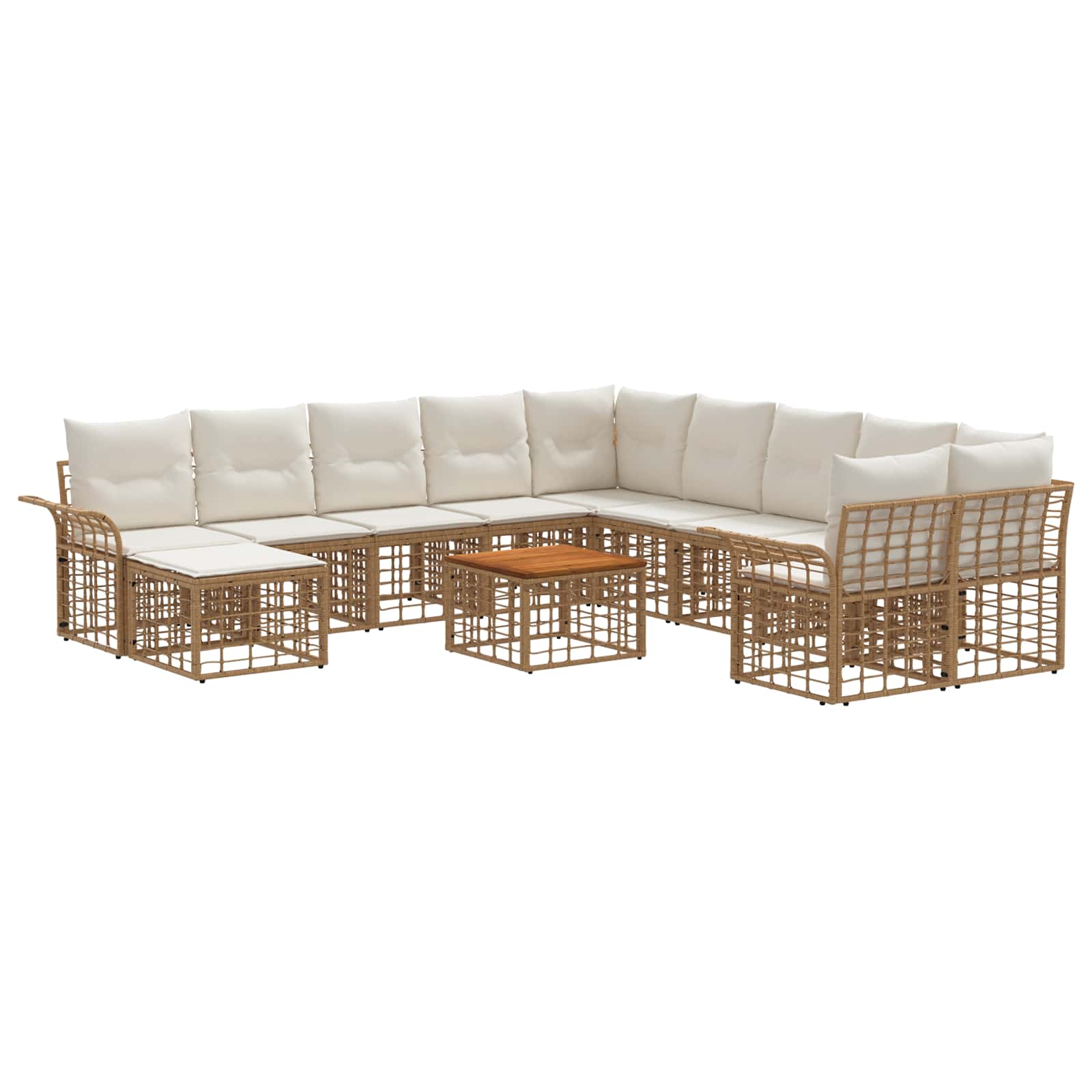 Set vanjskih sofa 12 pcs Prirodna i krema bijela Poliester