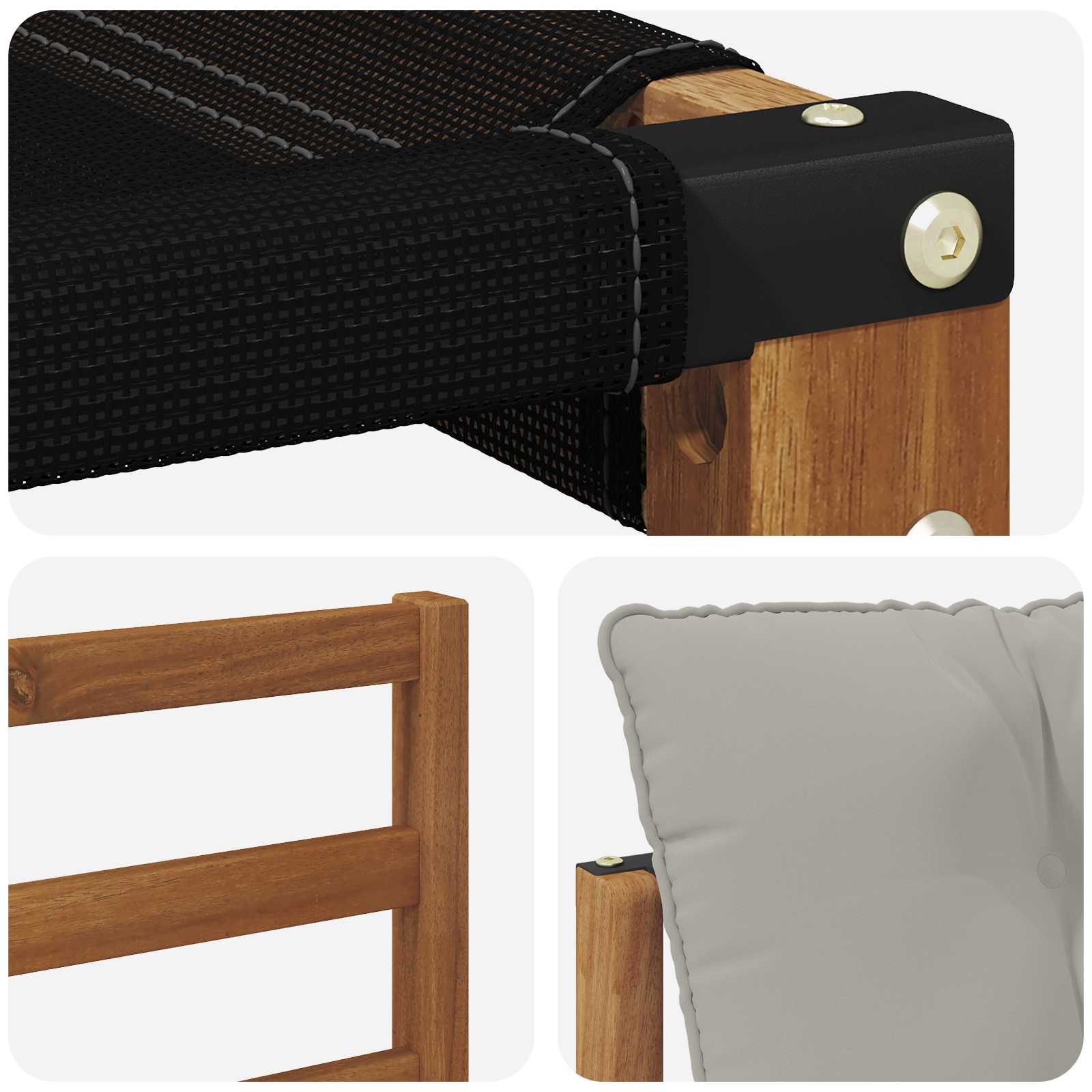 Set vanjskih sofa Čvrsto drvo akacije i Textilene Prirodna