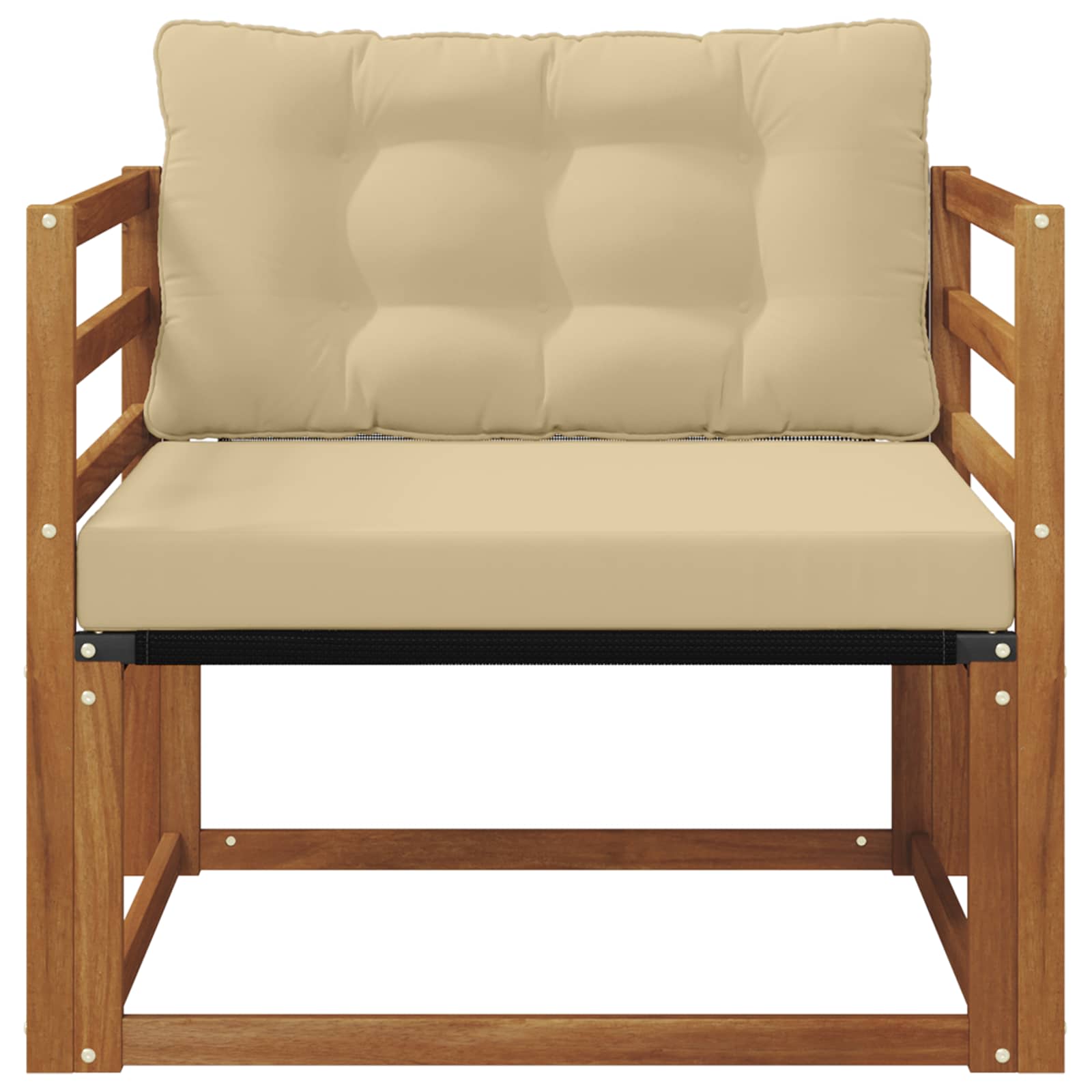 Set vanjskih sofa Čvrsto drvo akacije i Textilene Prirodna