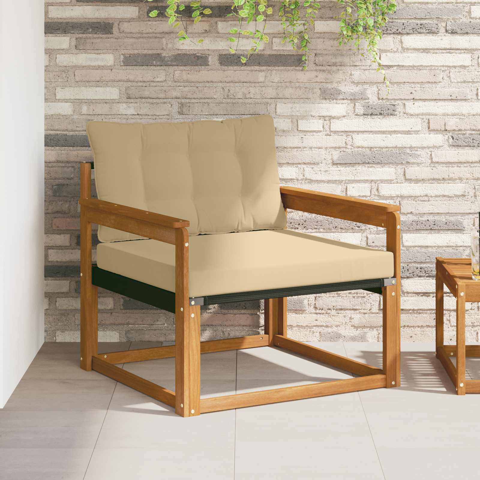 Set vanjskih sofa Čvrsto drvo akacije i Textilene Prirodna