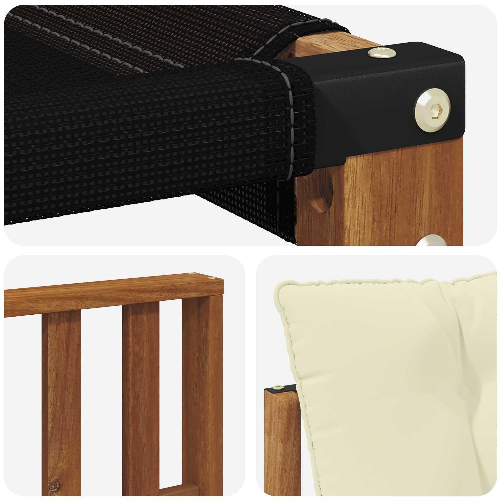 Set vanjskih sofa Čvrsto drvo akacije i Textilene Prirodna