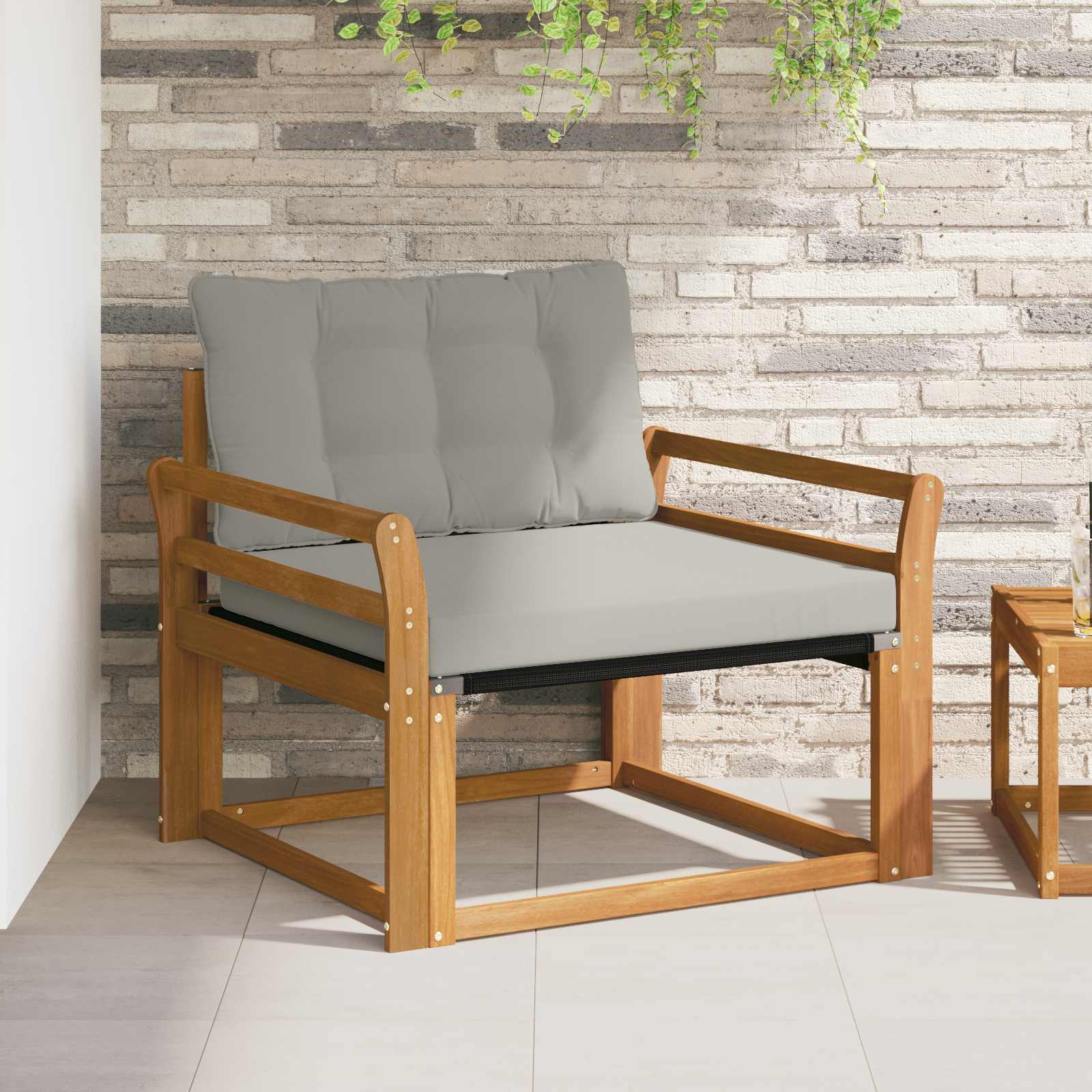 Set vanjskih sofa Čvrsto drvo akacije i Textilene Prirodna