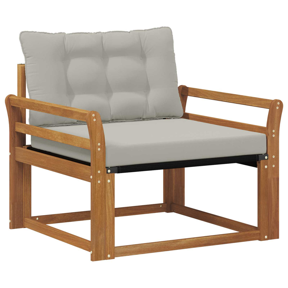 Set vanjskih sofa Čvrsto drvo akacije i Textilene Prirodna Smeđa 95,5 x 83 x 73 cm