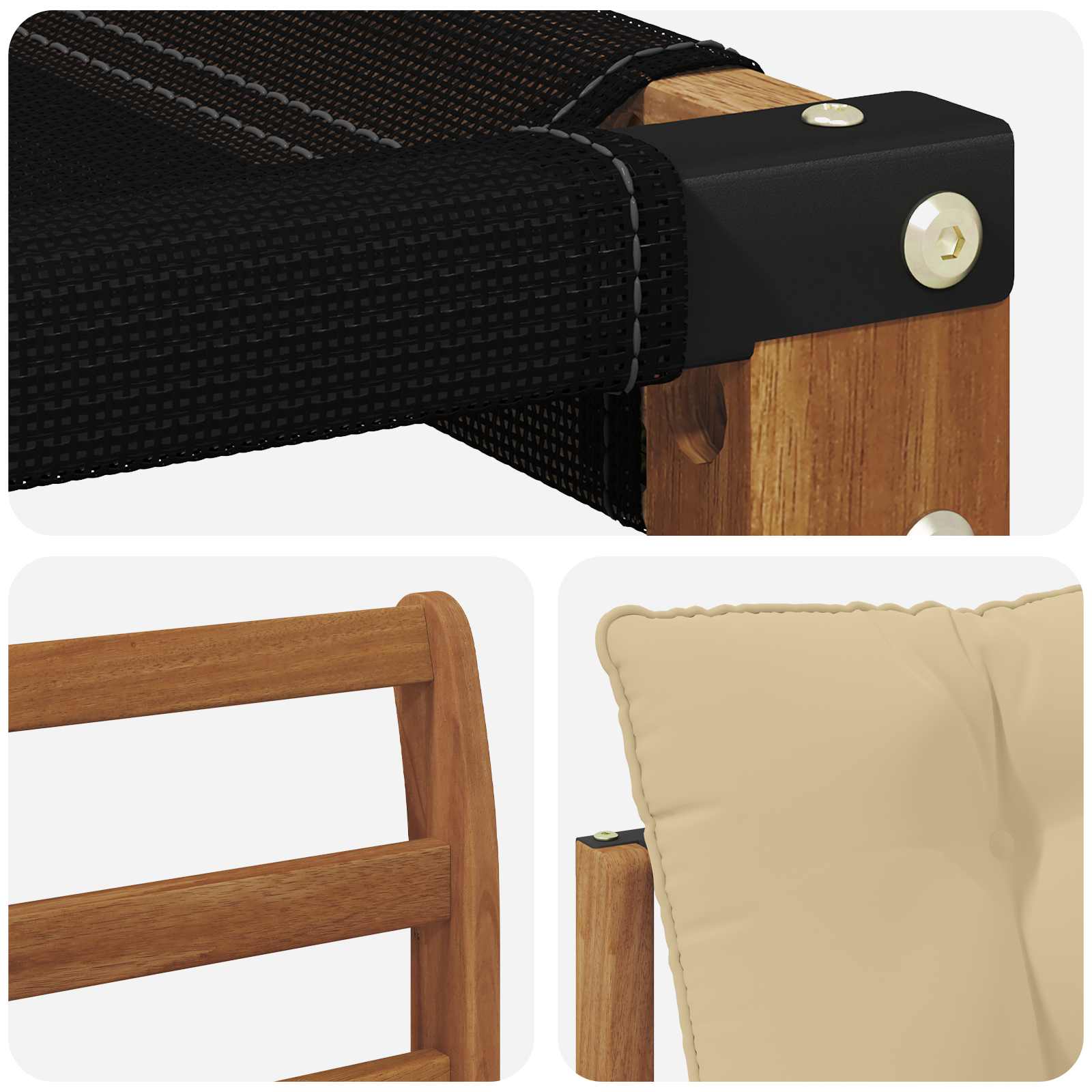 Set vanjskih sofa Čvrsto drvo akacije i Textilene Prirodna