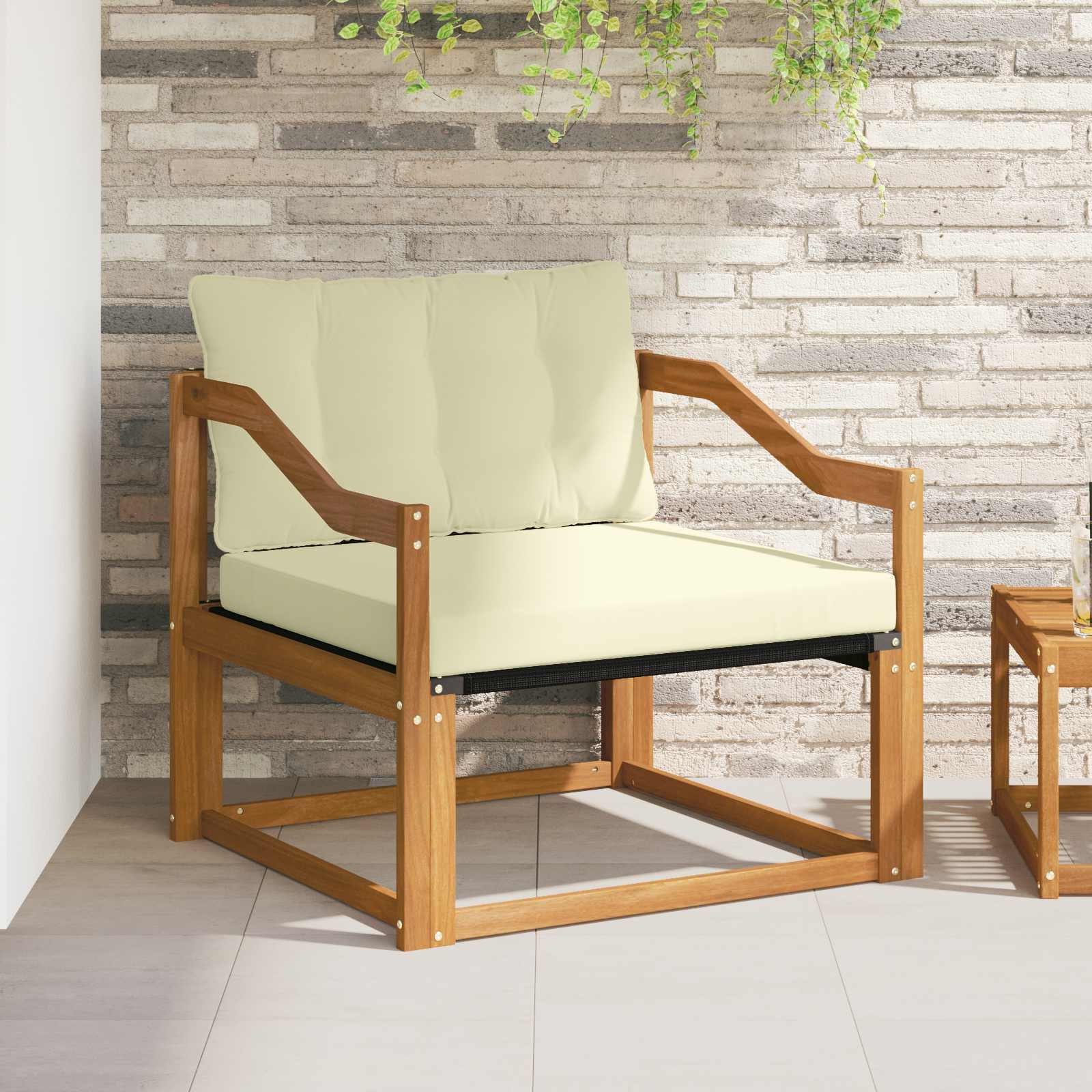 Set vanjskih sofa Čvrsto drvo akacije i Textilene Prirodna