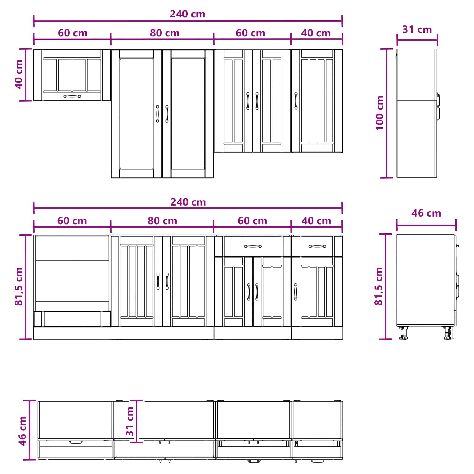 Kuhinjska jedinica LUCCA 8 pcs Betonska siva Konstruirano drvo