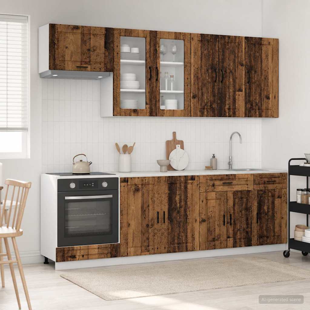 Kuhinjska jedinica PORTO 8 pcs Staro drvo Konstruirano drvo