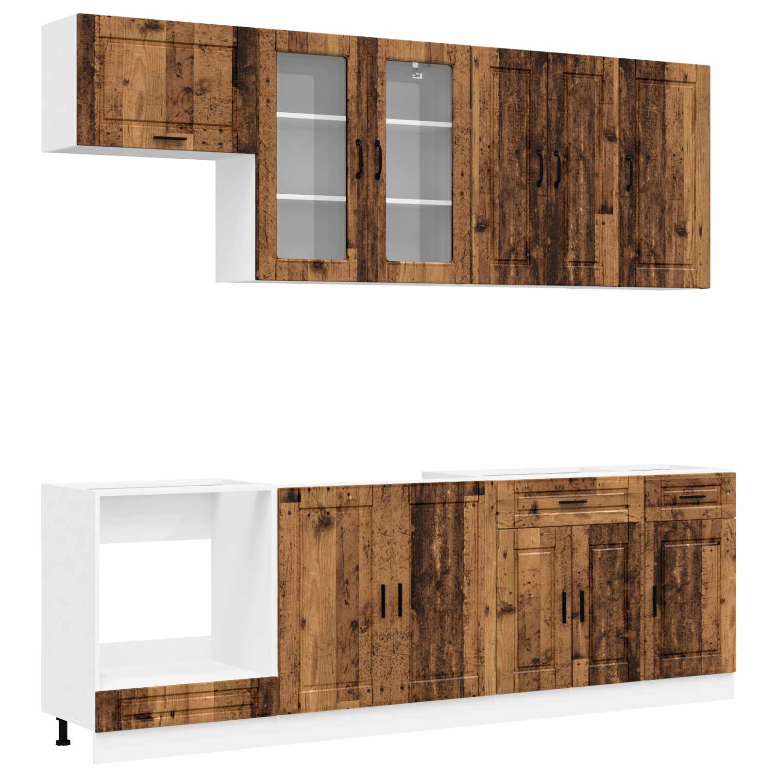 Kuhinjska jedinica PORTO 8 pcs Staro drvo Konstruirano drvo