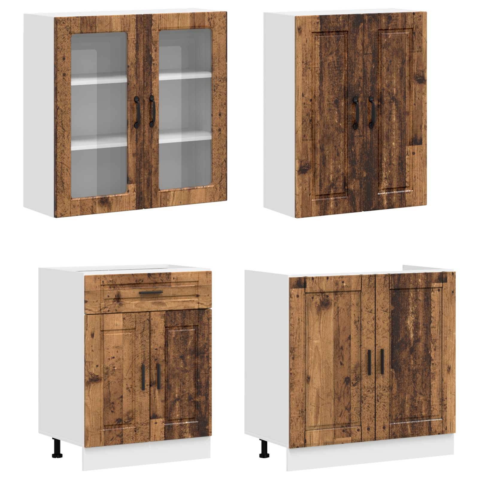 Kuhinjska jedinica PORTO 8 pcs Staro drvo Konstruirano drvo