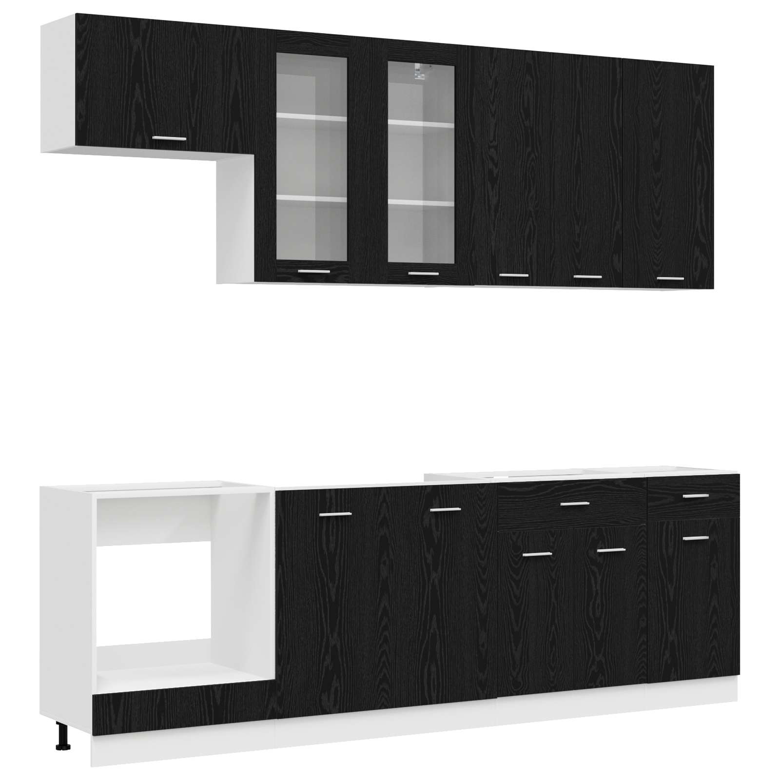Kuhinjska jedinica LYON 8 pcs Crni hrast Konstruirano drvo