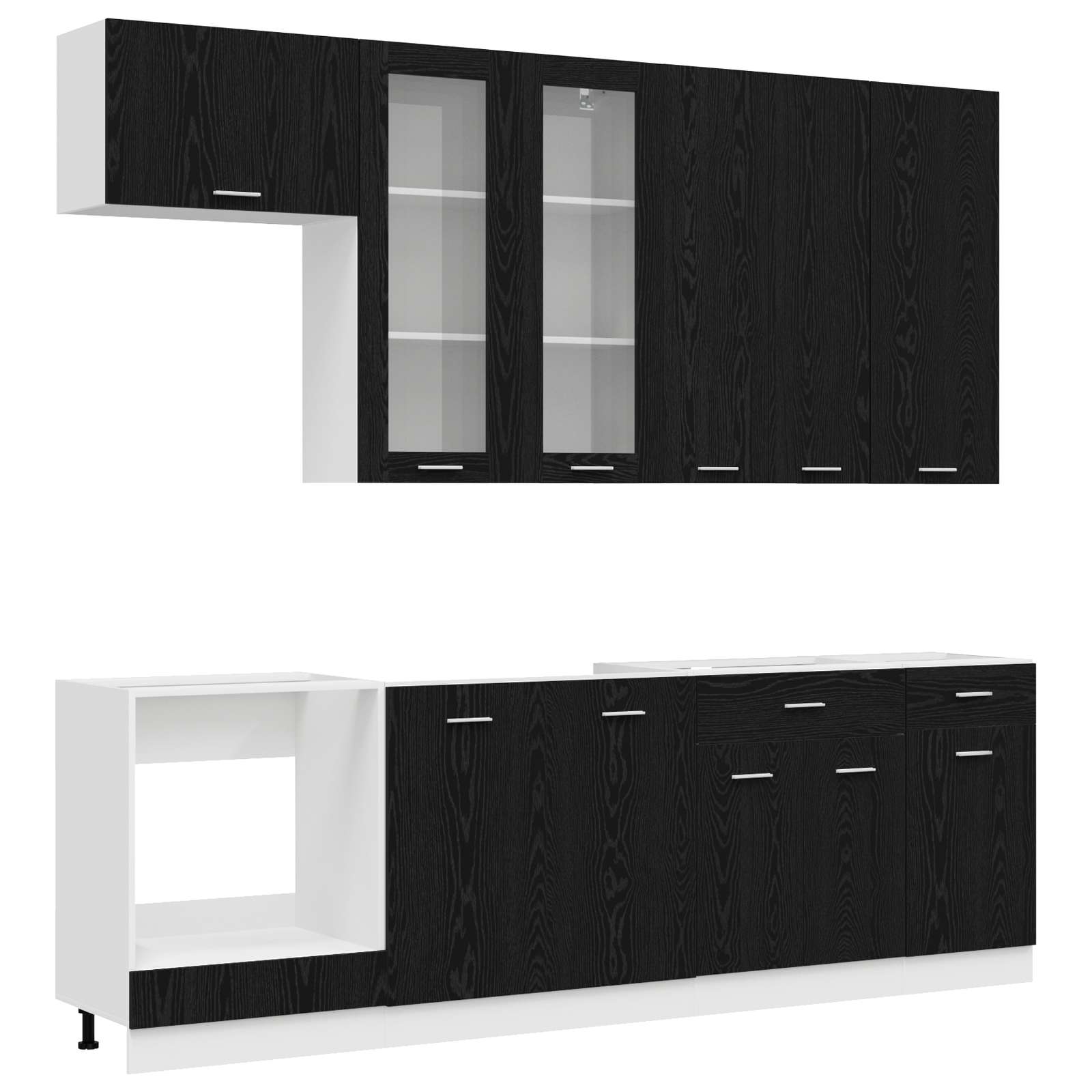 Kuhinjska jedinica LYON 8 pcs Crni hrast Konstruirano drvo