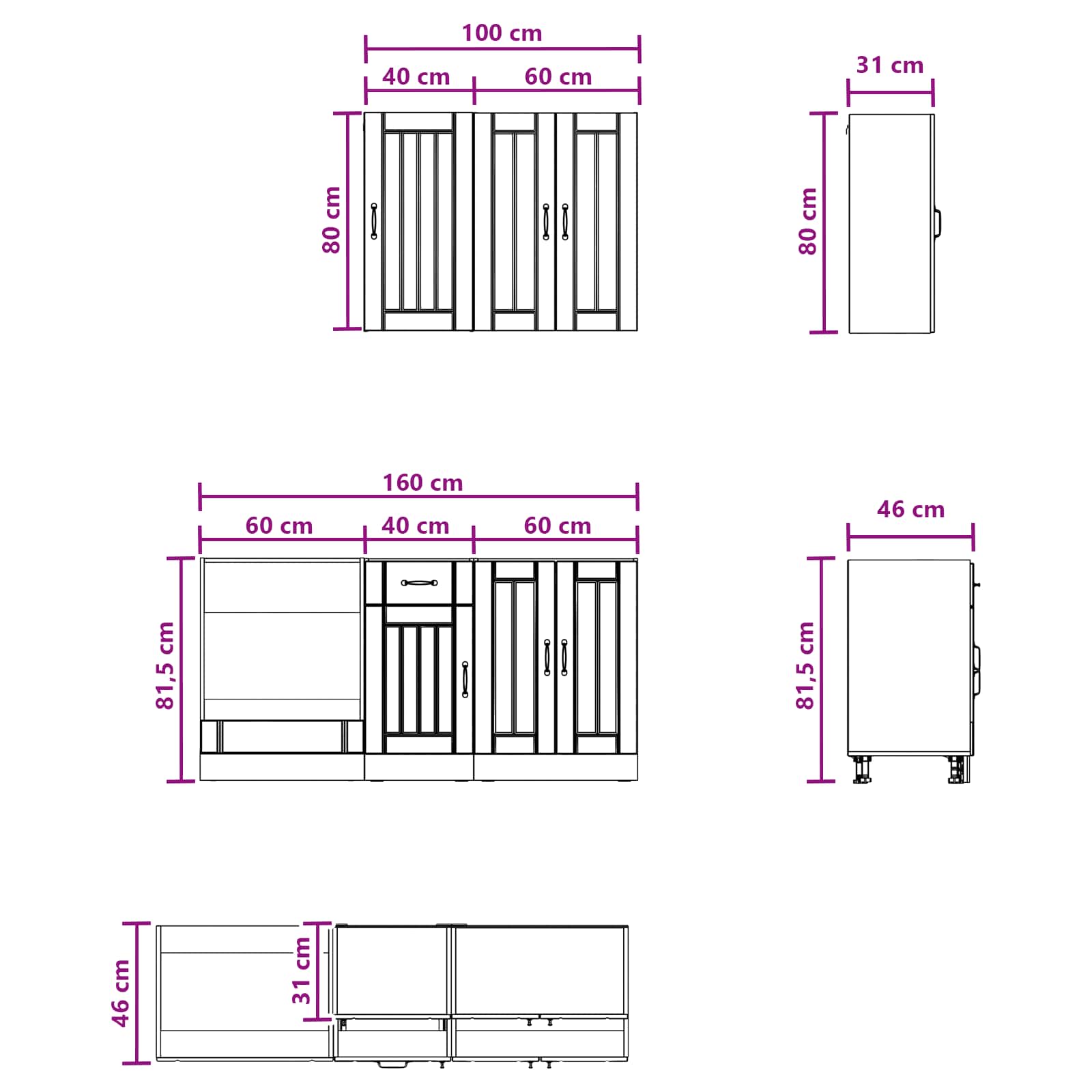 Kuhinjska jedinica LUCCA 5 pcs Hrast sonoma Konstruirano drvo