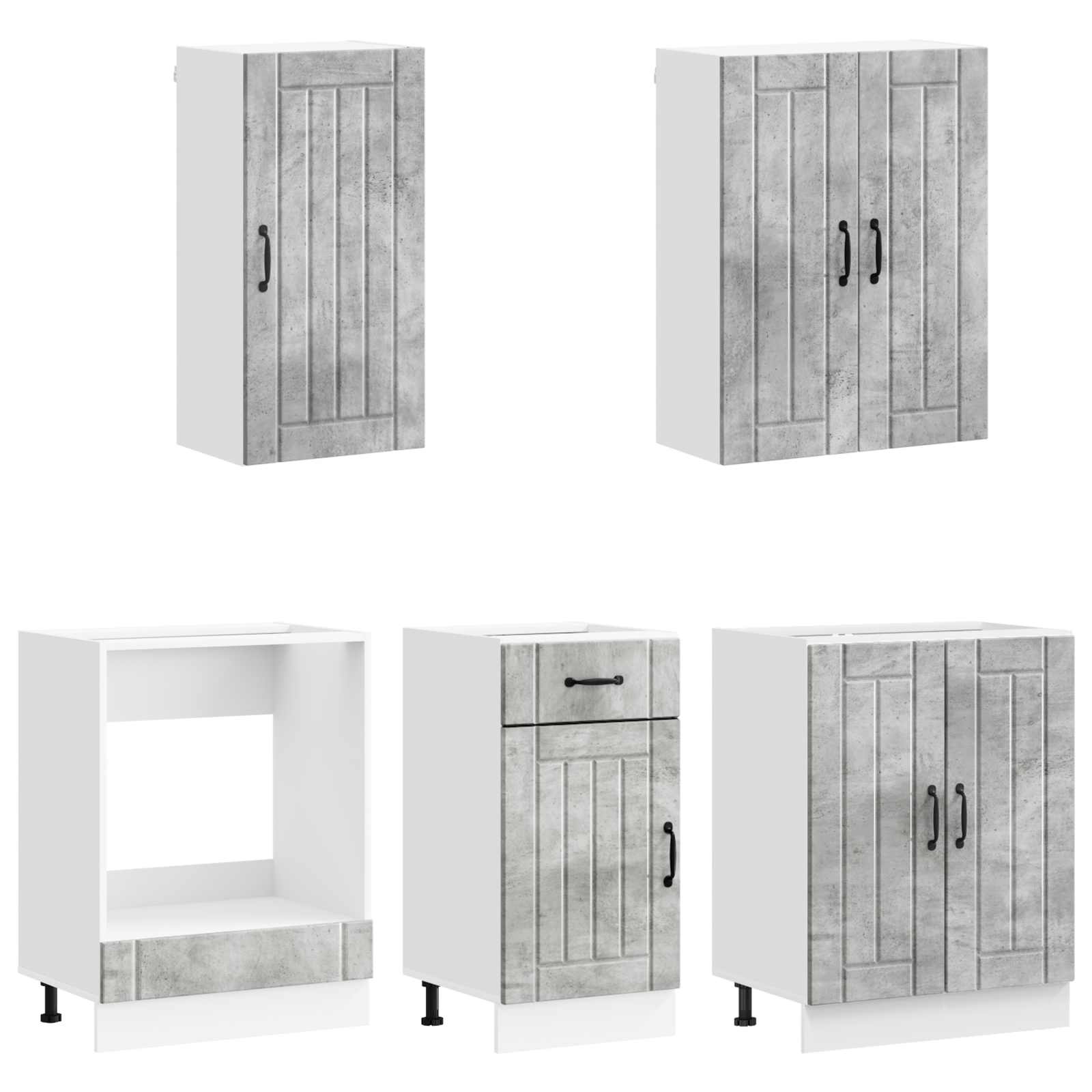 Kuhinjska jedinica LUCCA 5 pcs Betonska siva Konstruirano drvo