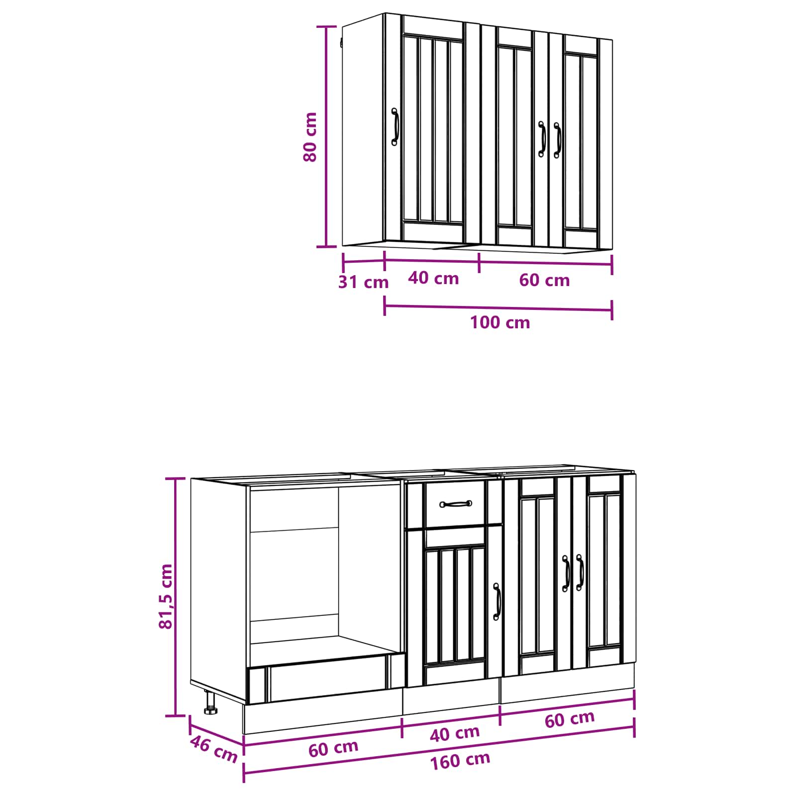 Kuhinjska jedinica LUCCA 5 pcs Betonska siva Konstruirano drvo