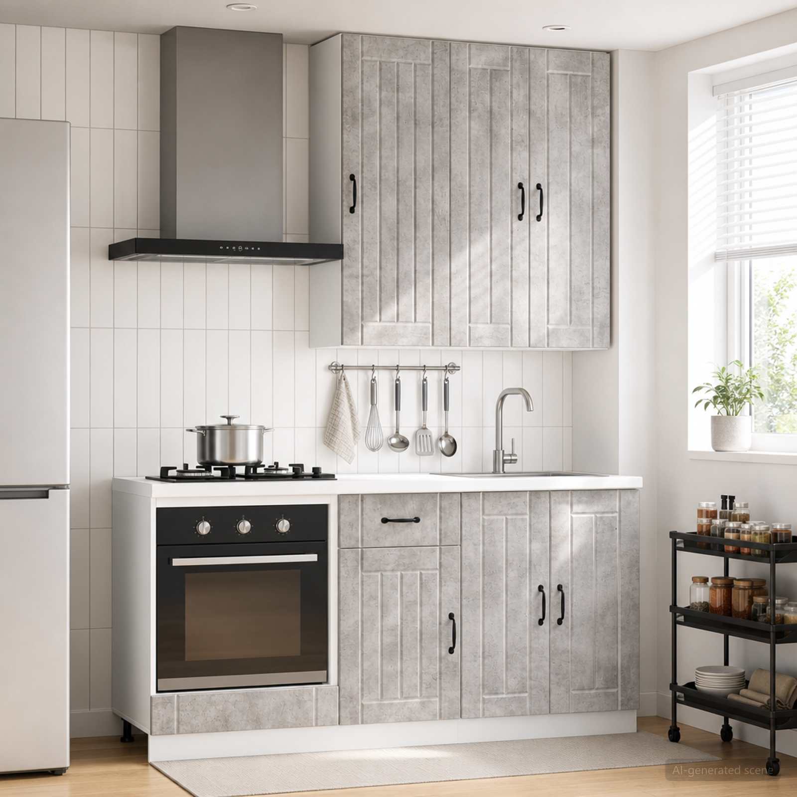 Kuhinjska jedinica LUCCA 5 pcs Betonska siva Konstruirano drvo