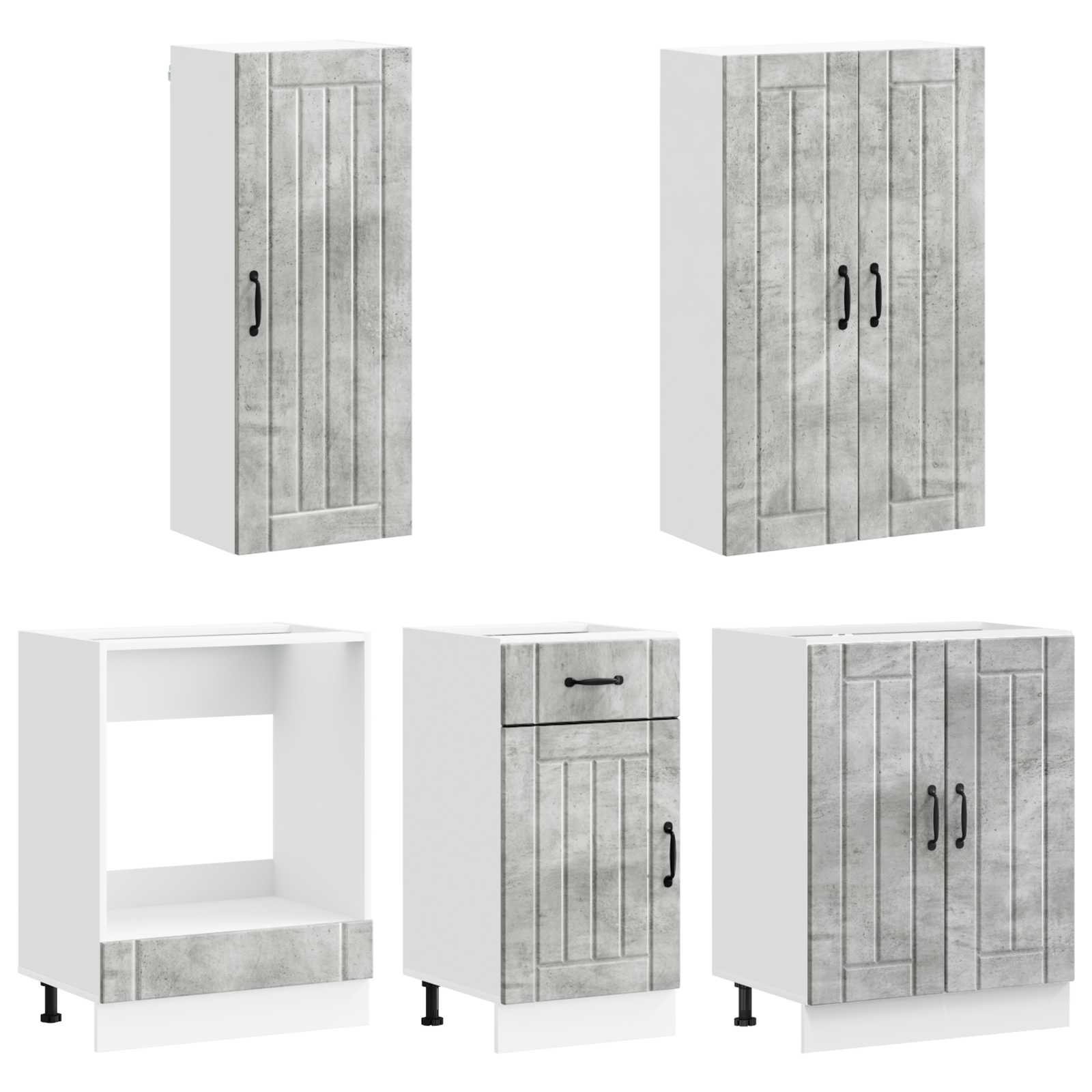 Kuhinjska jedinica LUCCA 5 pcs Betonska siva Konstruirano drvo
