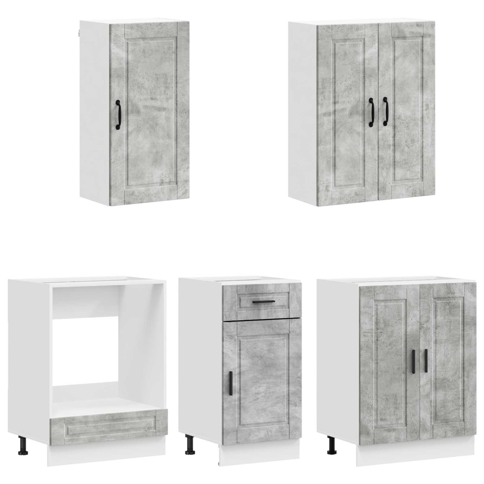Kuhinjska jedinica PORTO 5 pcs Betonska siva Konstruirano drvo
