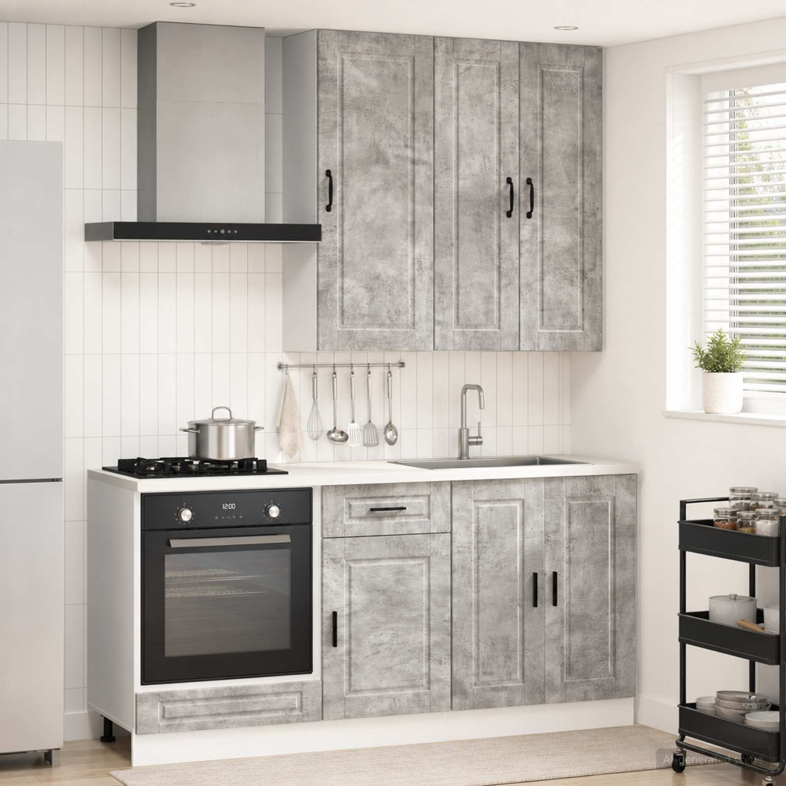 Kuhinjska jedinica PORTO 5 pcs Betonska siva Konstruirano drvo
