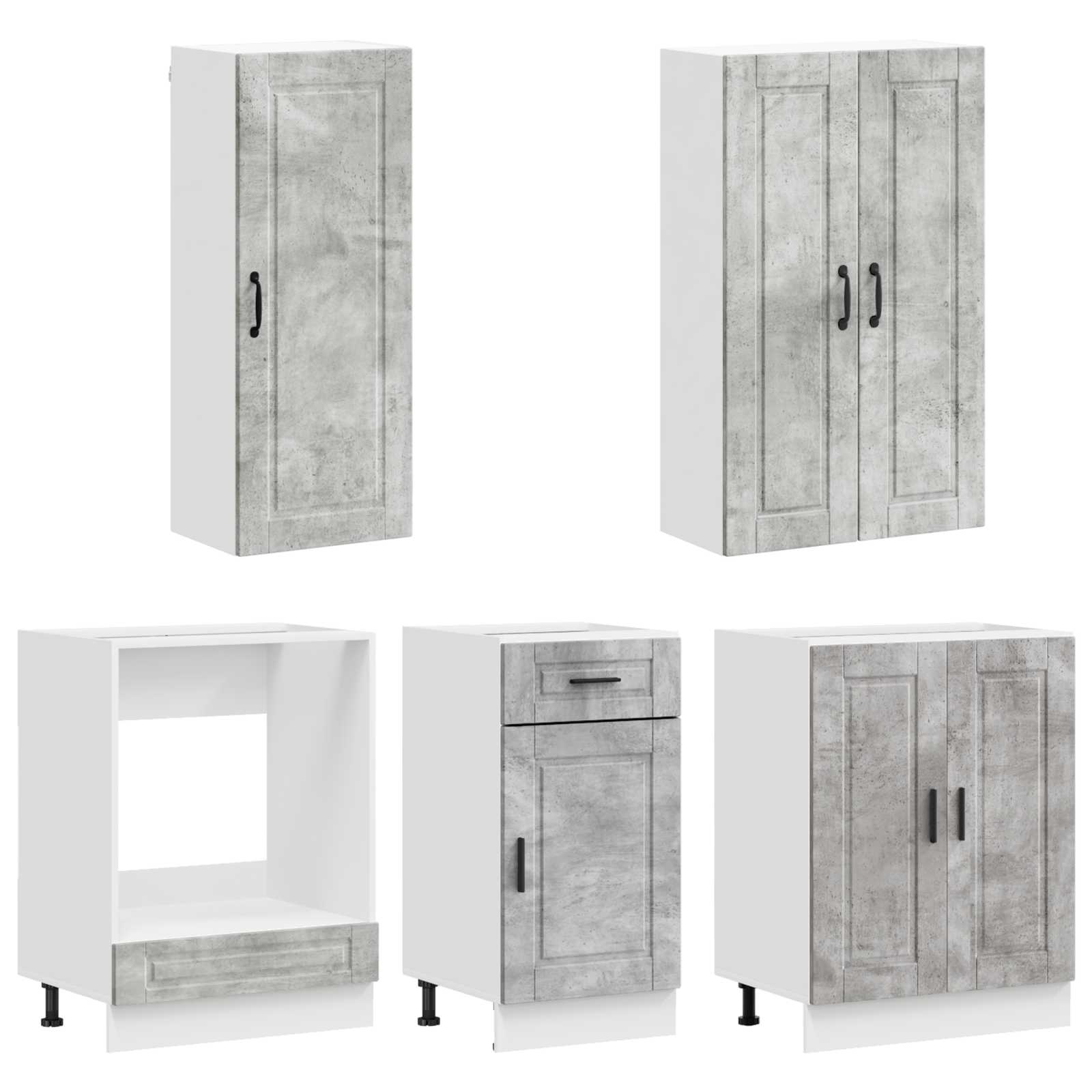Kuhinjska jedinica PORTO 5 pcs Betonska siva Konstruirano drvo