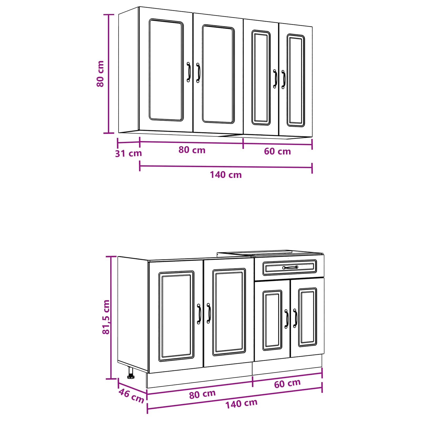 Kuhinjska jedinica KALMAR 4 pcs Betonska siva Konstruirano drvo