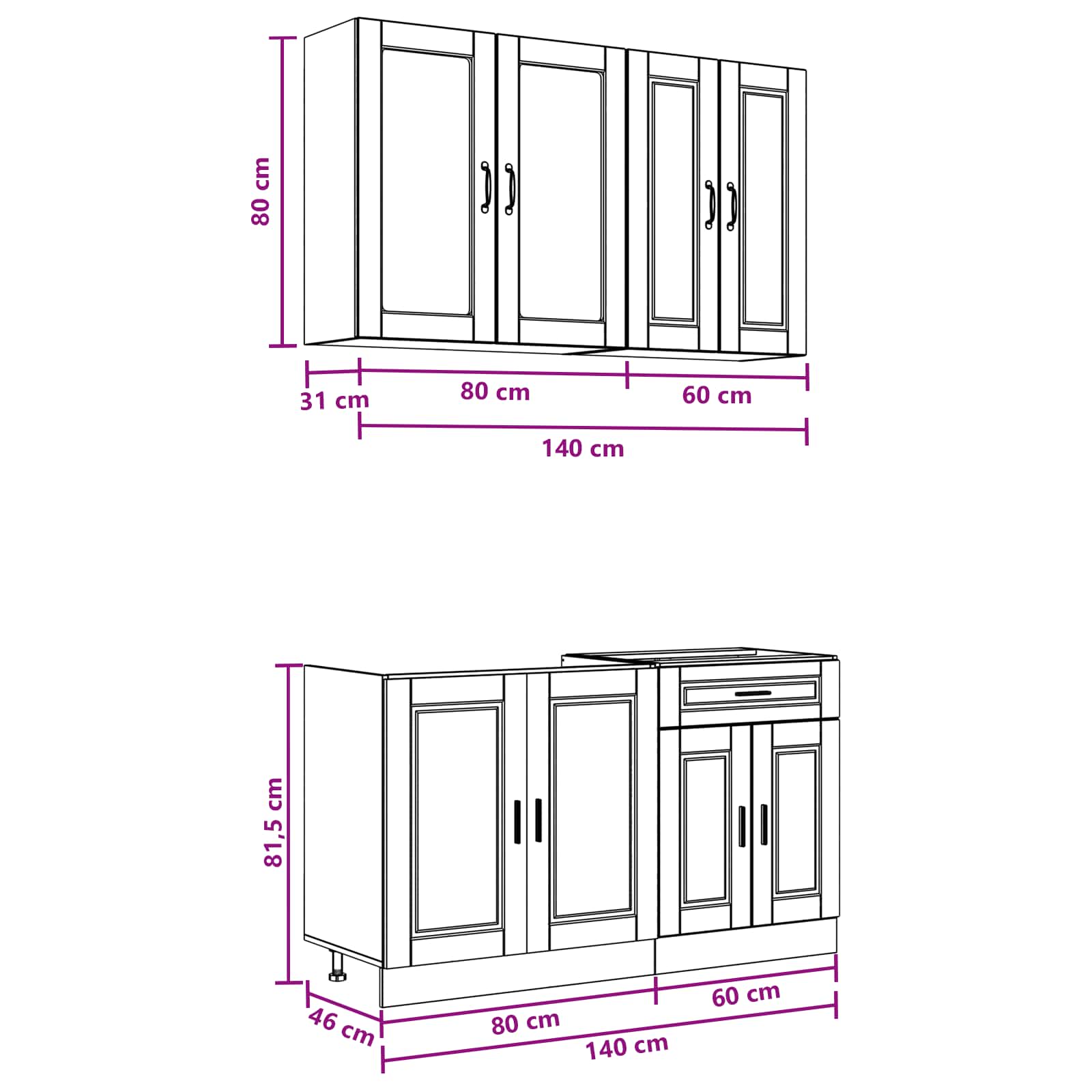 Kuhinjska jedinica PORTO 4 pcs Bijela visokog sjaja