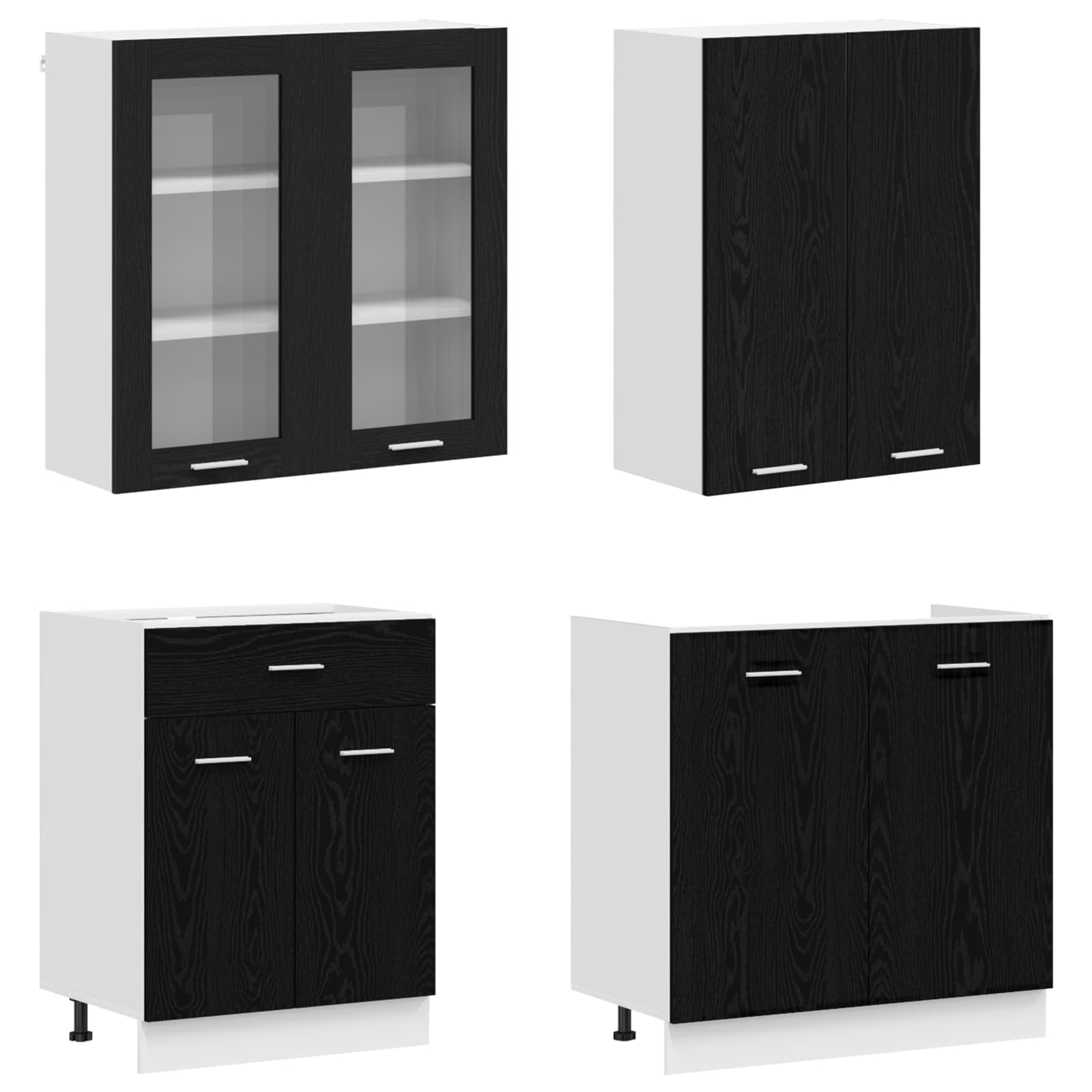 Kuhinjska jedinica LYON 4 pcs Crni hrast Konstruirano drvo