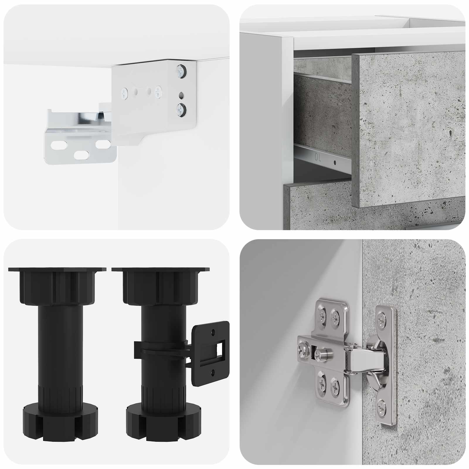 Kuhinjska jedinica LYON 4 pcs Betonska siva Konstruirano drvo