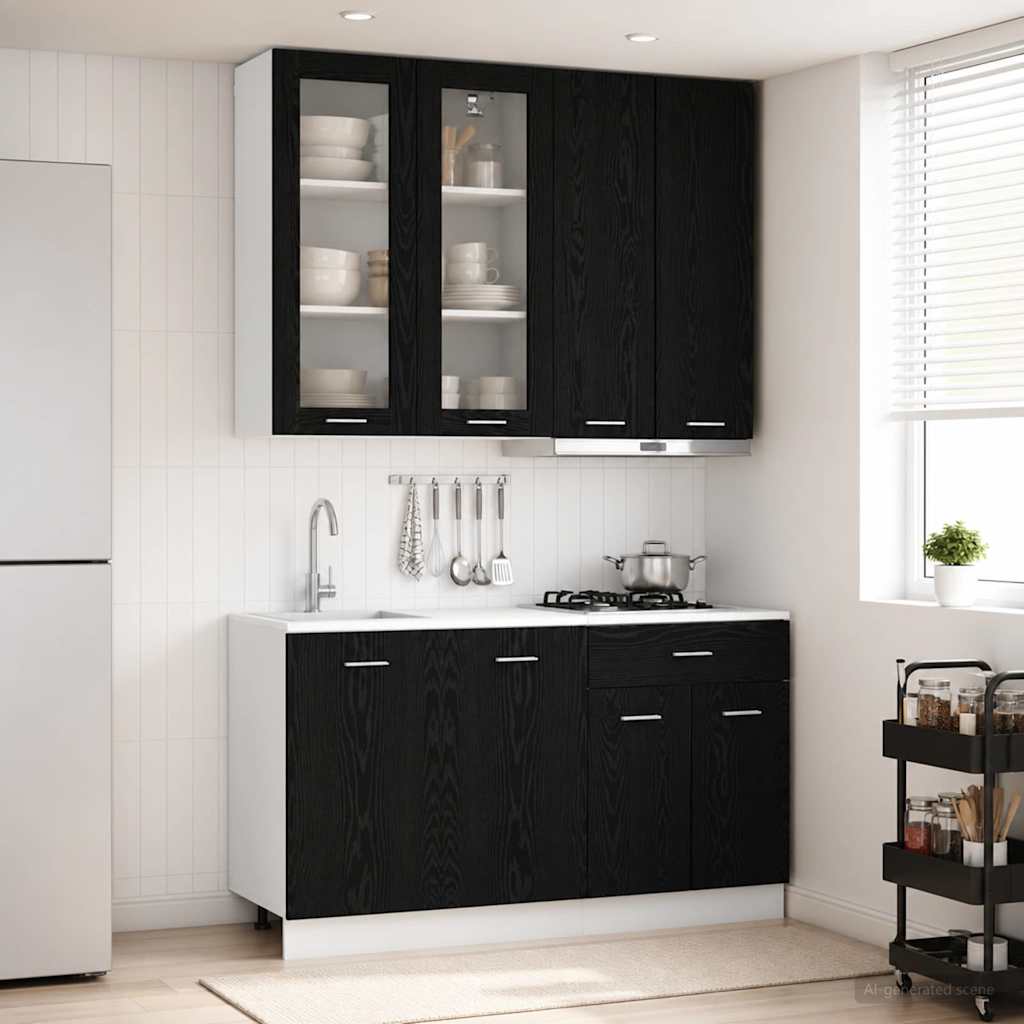 Kuhinjska jedinica LYON 4 pcs Crni hrast Konstruirano drvo