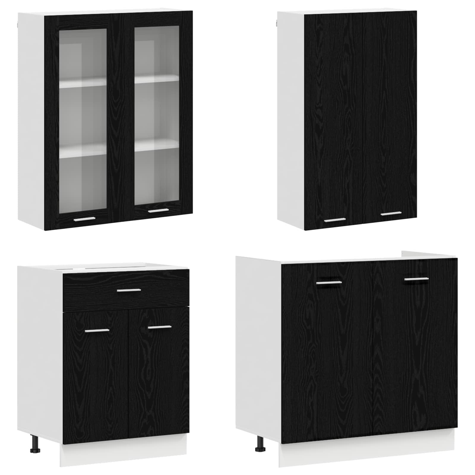 Kuhinjska jedinica LYON 4 pcs Crni hrast Konstruirano drvo