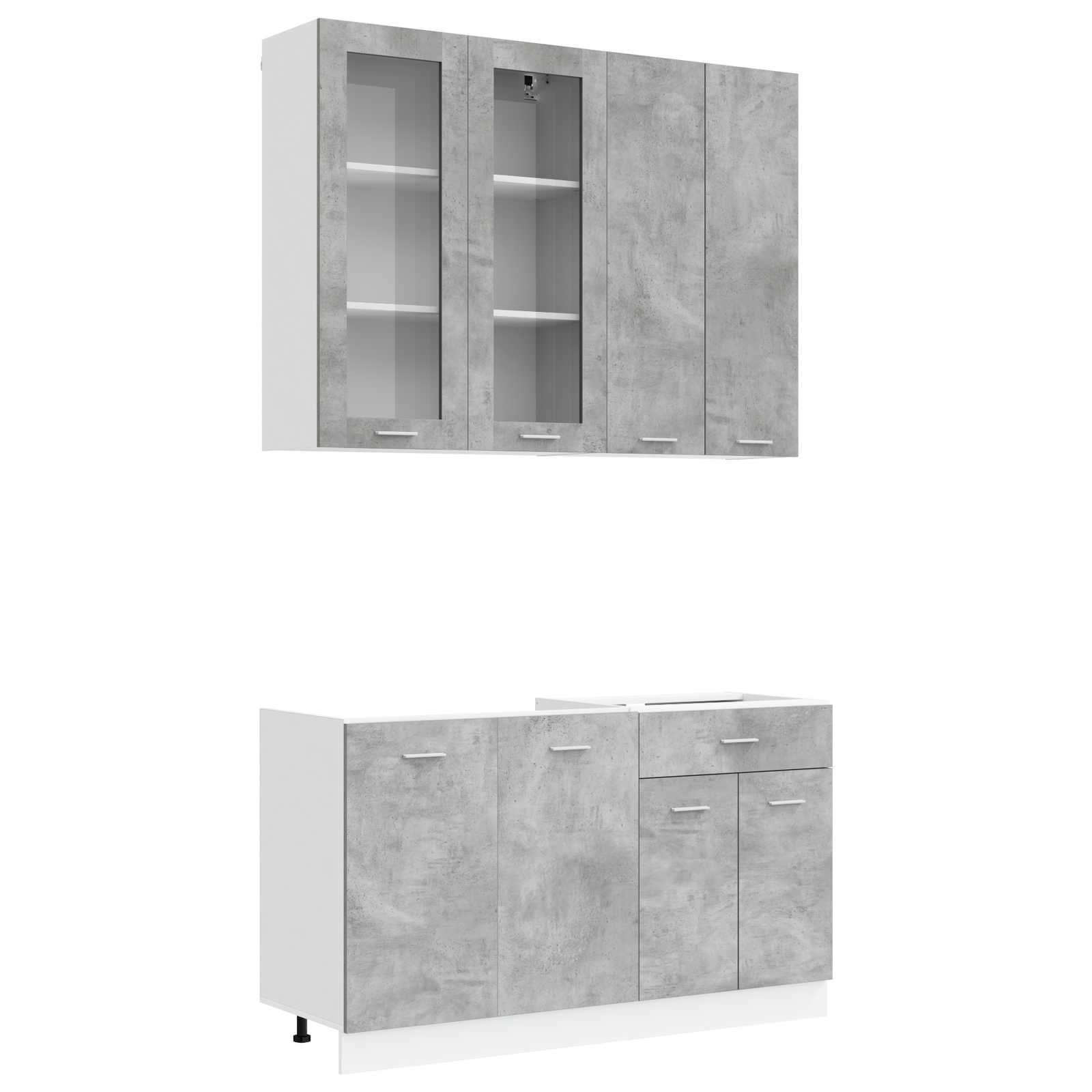 Kuhinjska jedinica LYON 4 pcs Betonska siva Konstruirano drvo