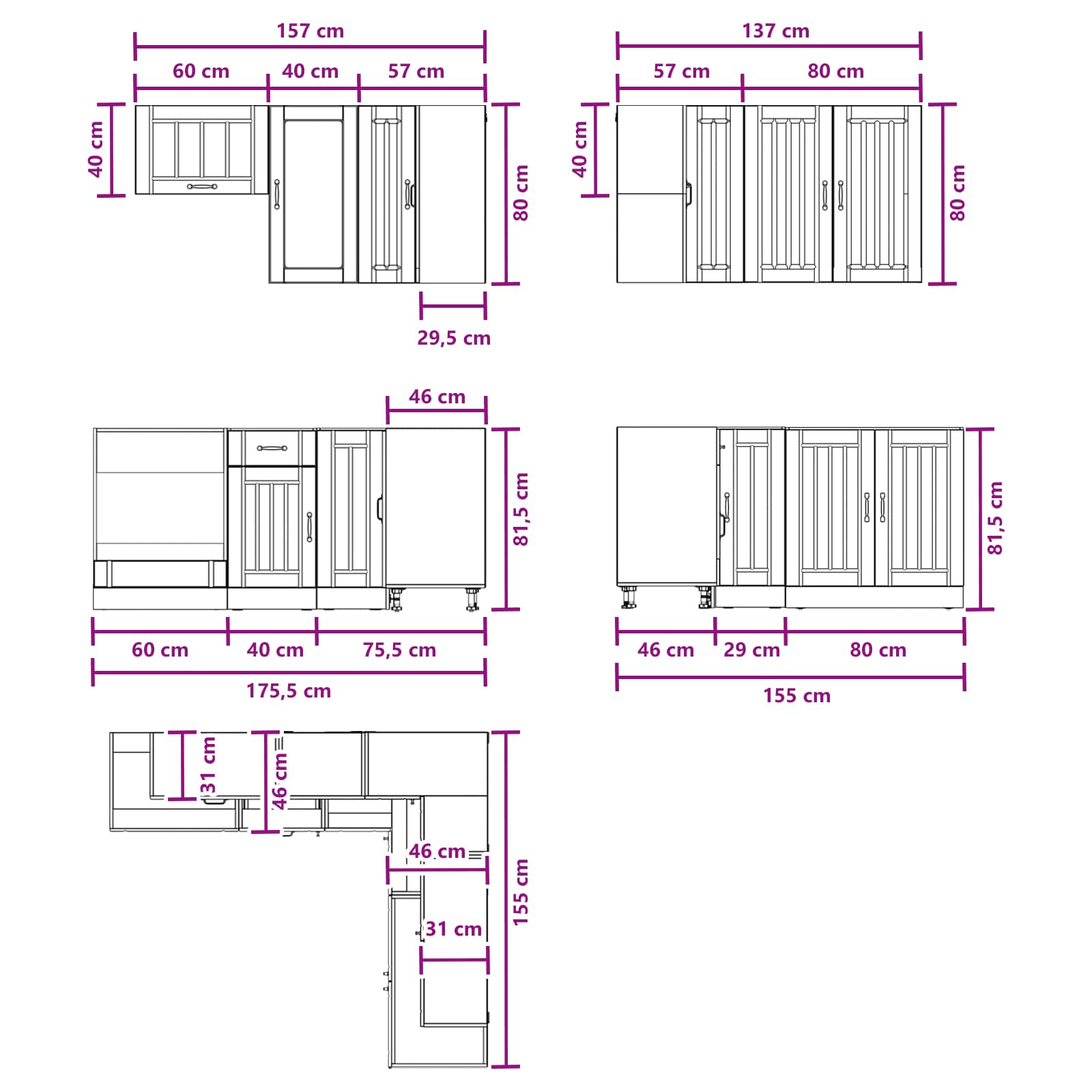 Kuhinjska jedinica LUCCA 8 pcs Hrast sonoma Konstruirano drvo