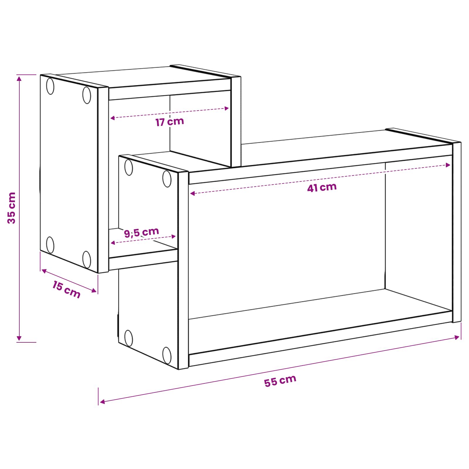 Polica na zidu Zidna montaža Betonska siva 55 x 15 x 35 cm