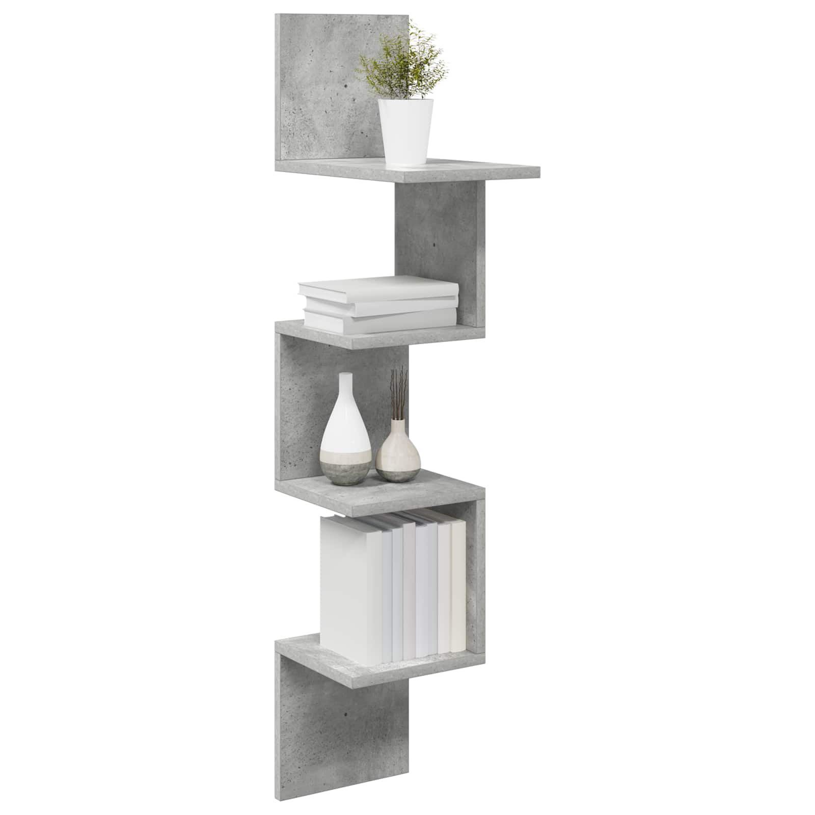 Polica na zidu Zidna montaža Betonska siva 32 x 21 x 107 cm