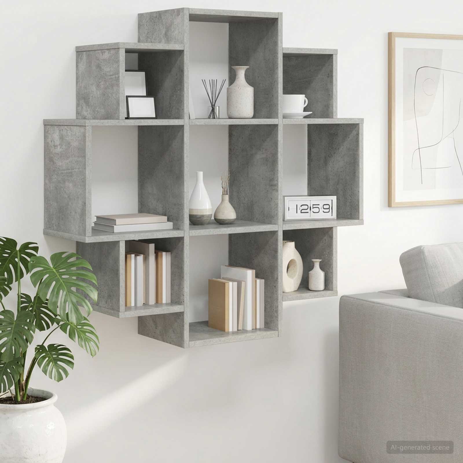 Polica na zidu Betonska siva 90 x 25 x 90 cm Konstruirano drvo