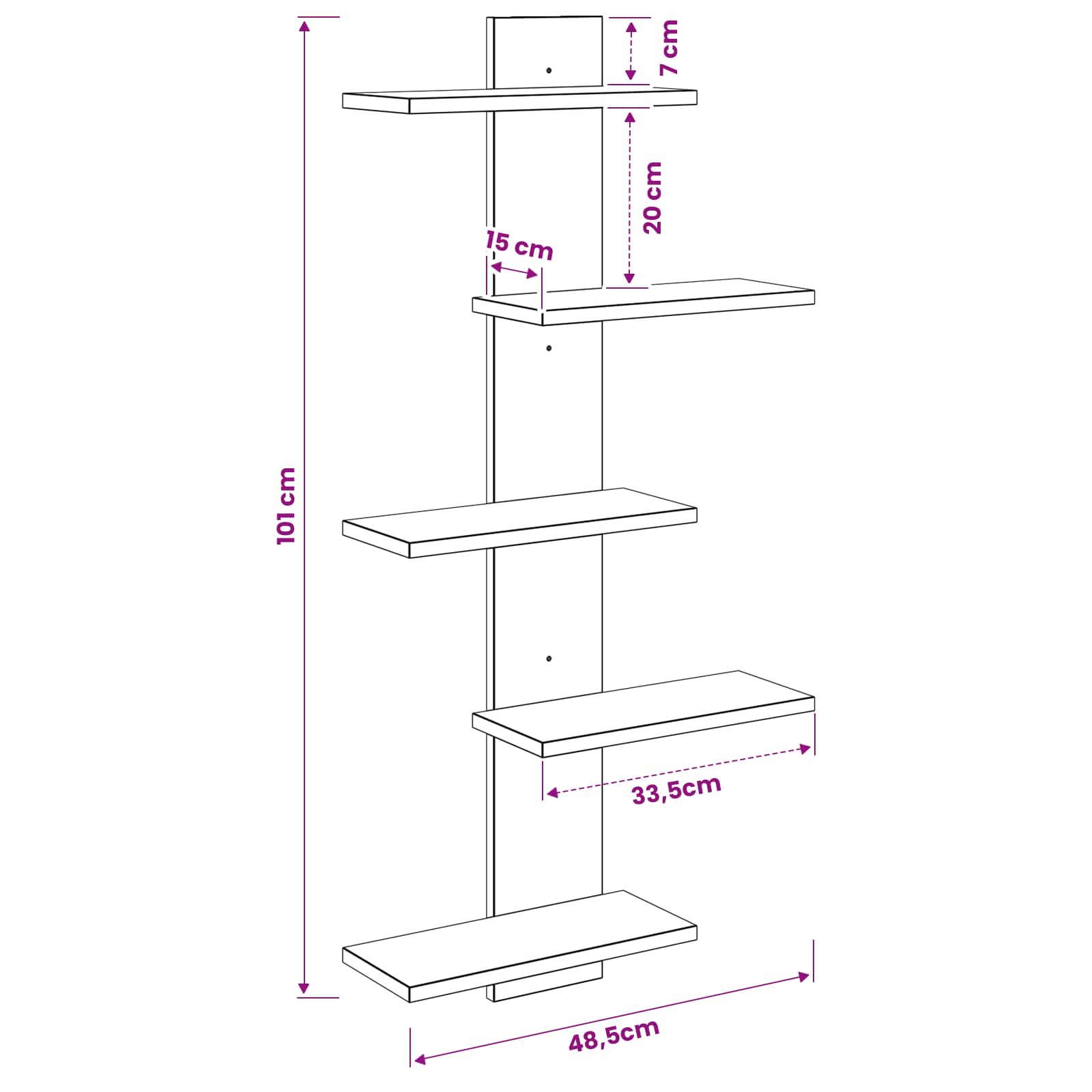 Floating polica za zid Hrast sonoma 48,5 x 15 x 101 cm