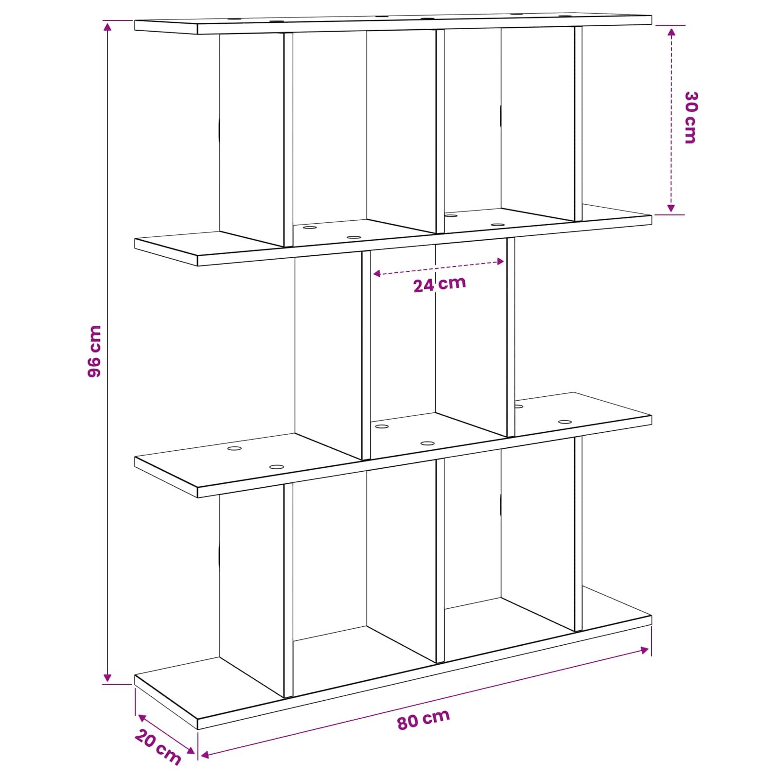 Polica na zidu Crni hrast 80 x 20 x 96 cm Konstruirano drvo