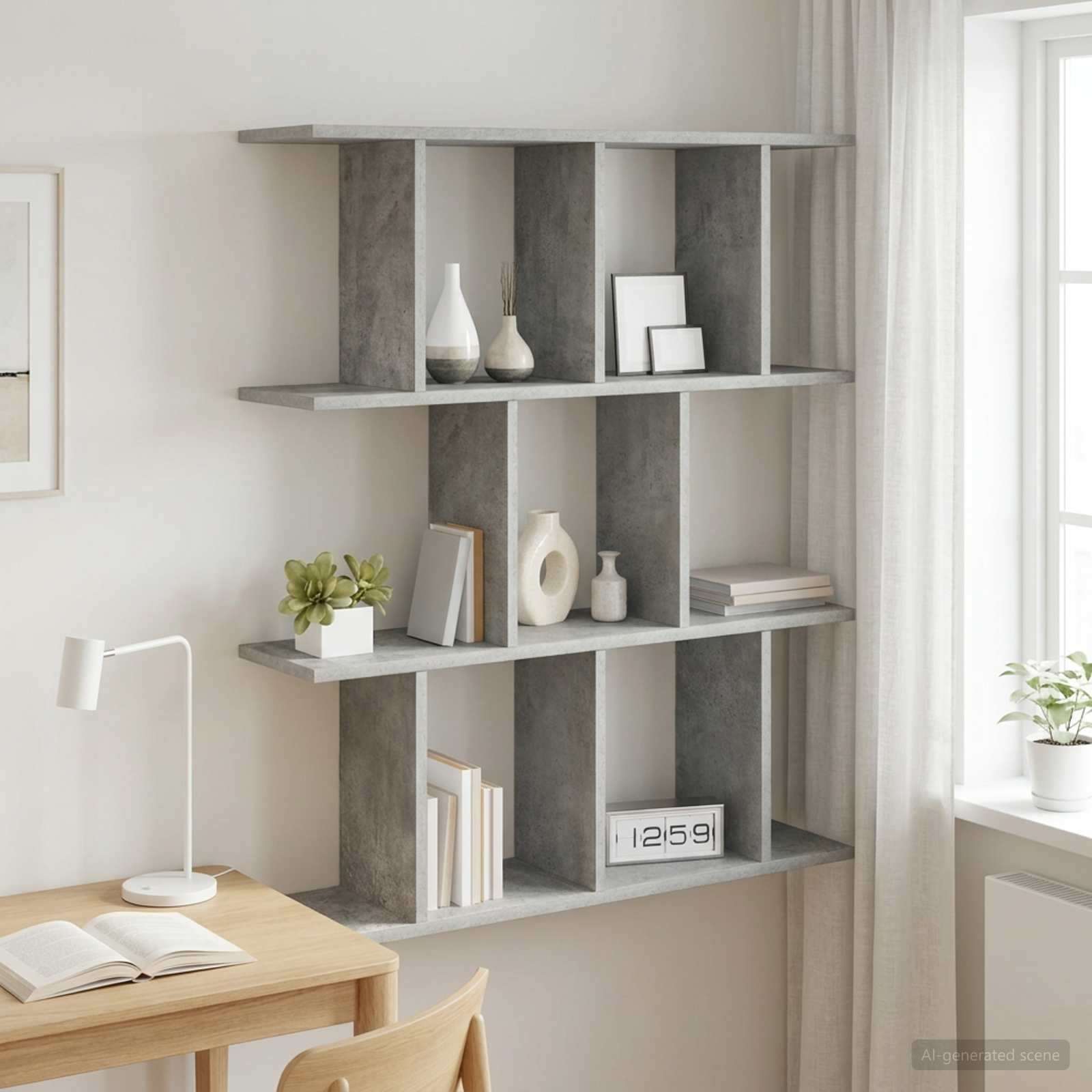 Polica na zidu Betonska siva 102 x 20 x 96 cm Konstruirano drvo