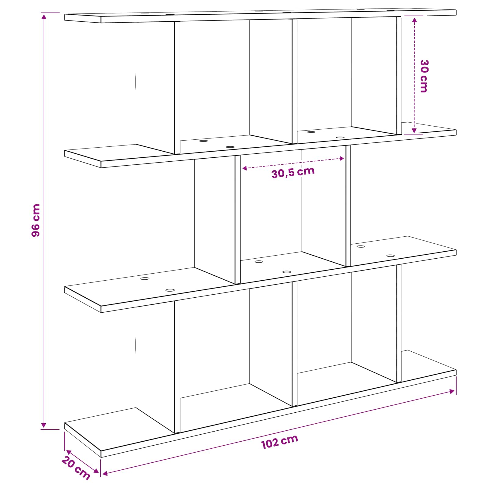Polica na zidu Betonska siva 102 x 20 x 96 cm Konstruirano drvo