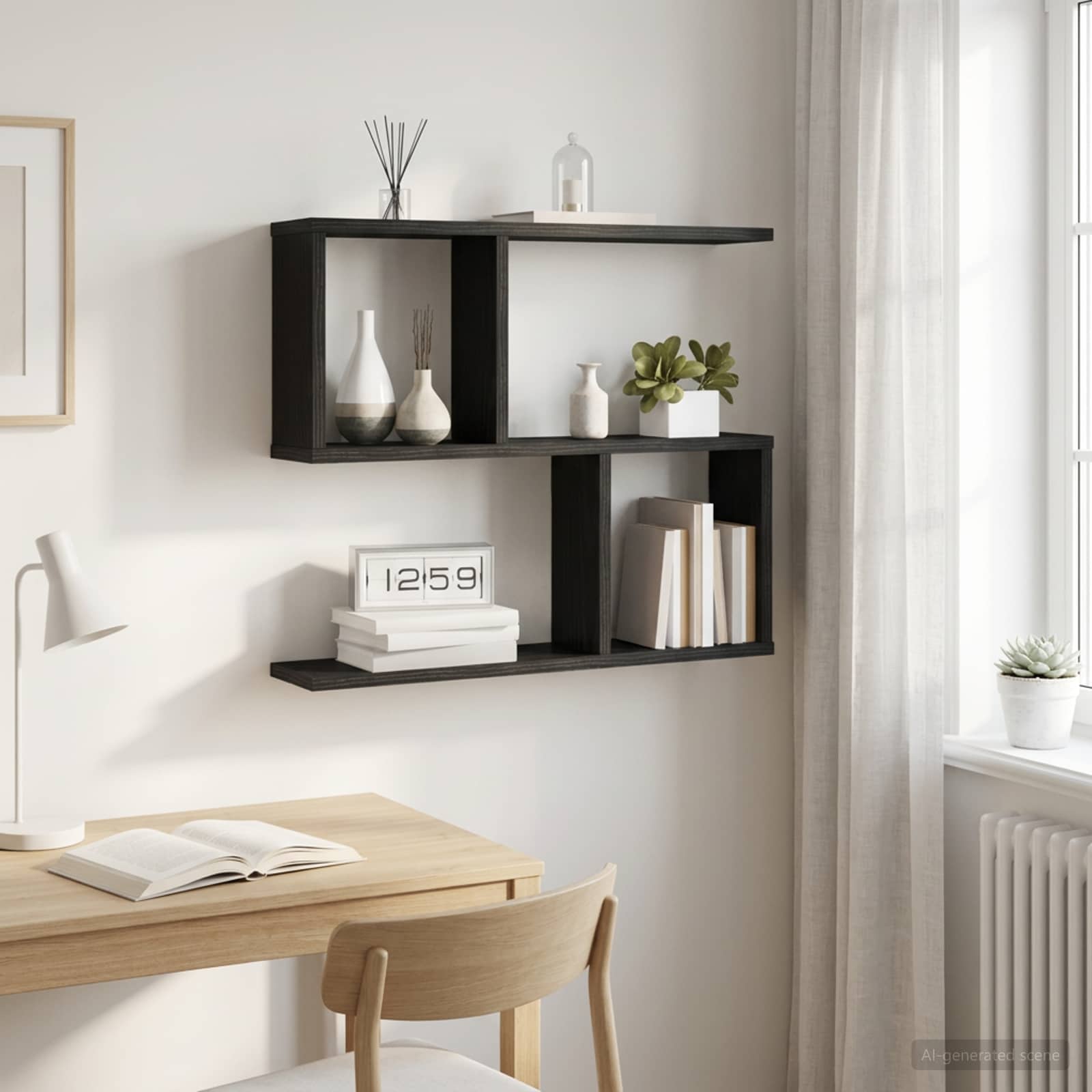 Polica na zidu Crni hrast 60 x 12 x 50,5 cm Konstruirano drvo
