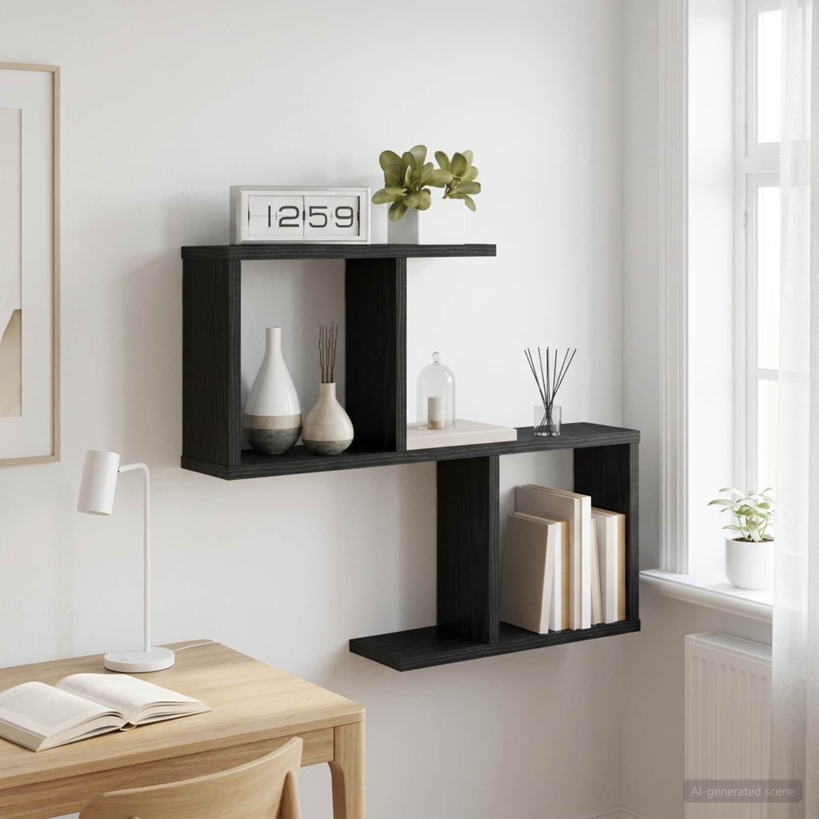 Polica na zidu Crni hrast 60 x 12 x 50,5 cm Konstruirano drvo