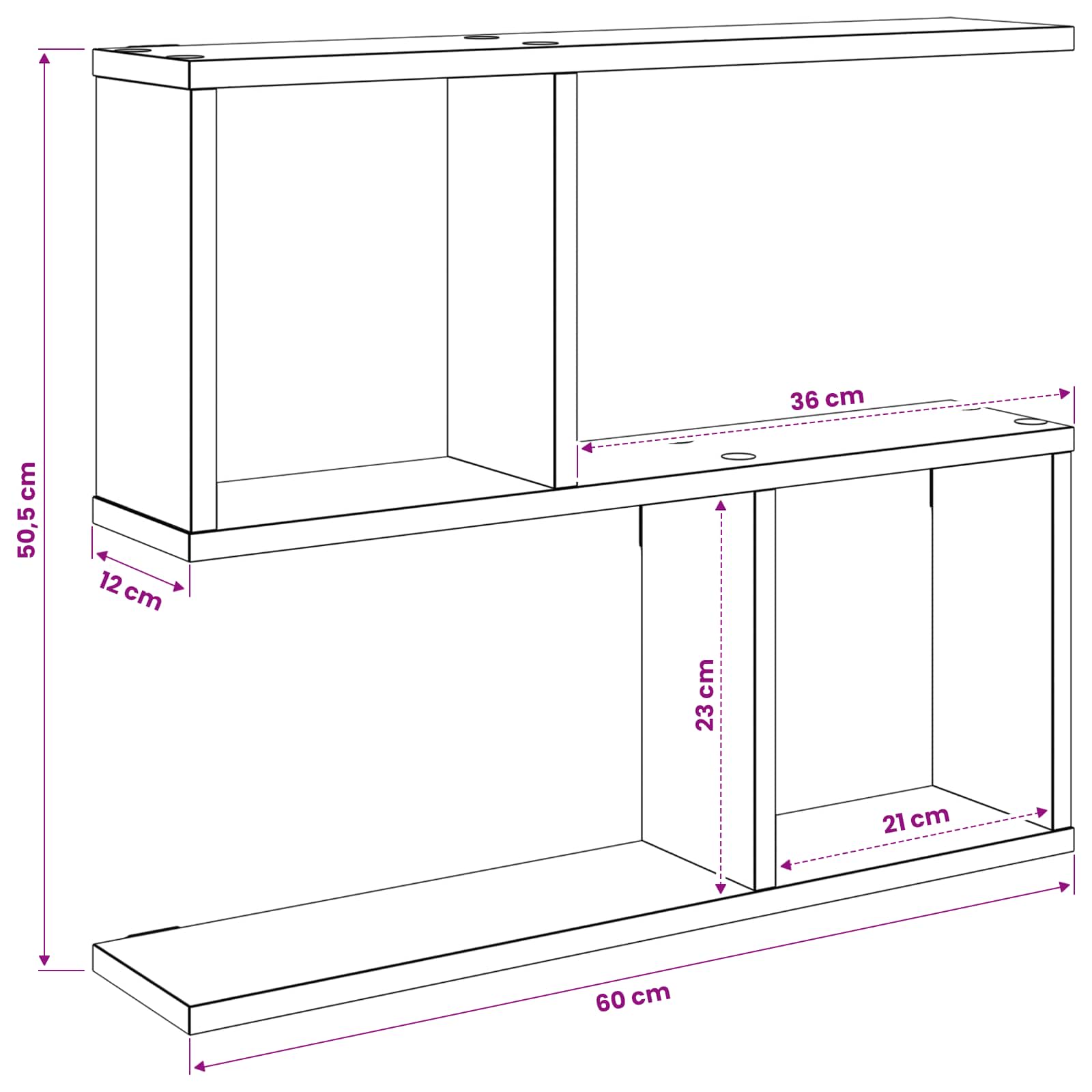 Polica na zidu Betonska siva 60 x 12 x 50,5 cm