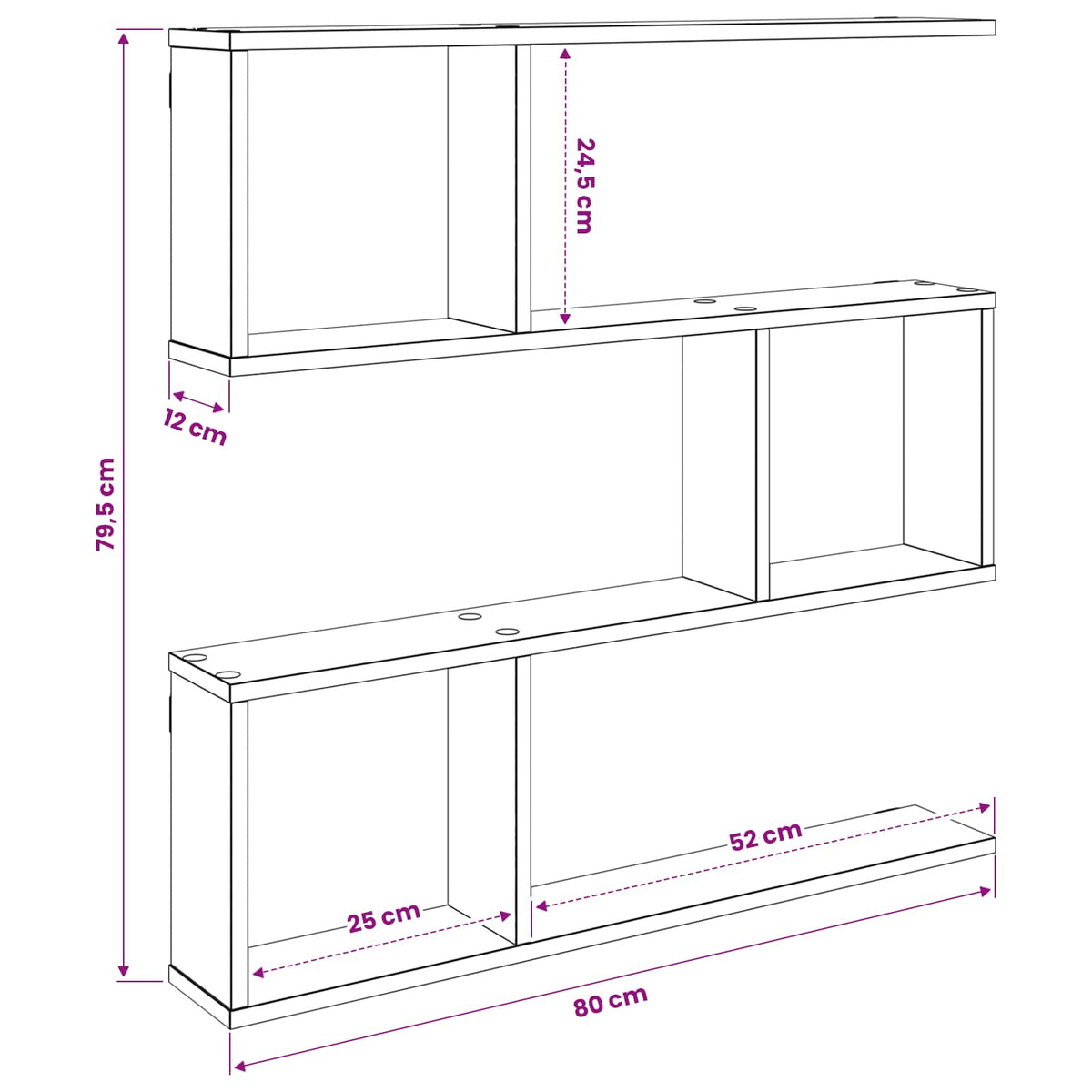 Polica na zidu Crni hrast 80 x 12 x 79,5 cm Konstruirano drvo