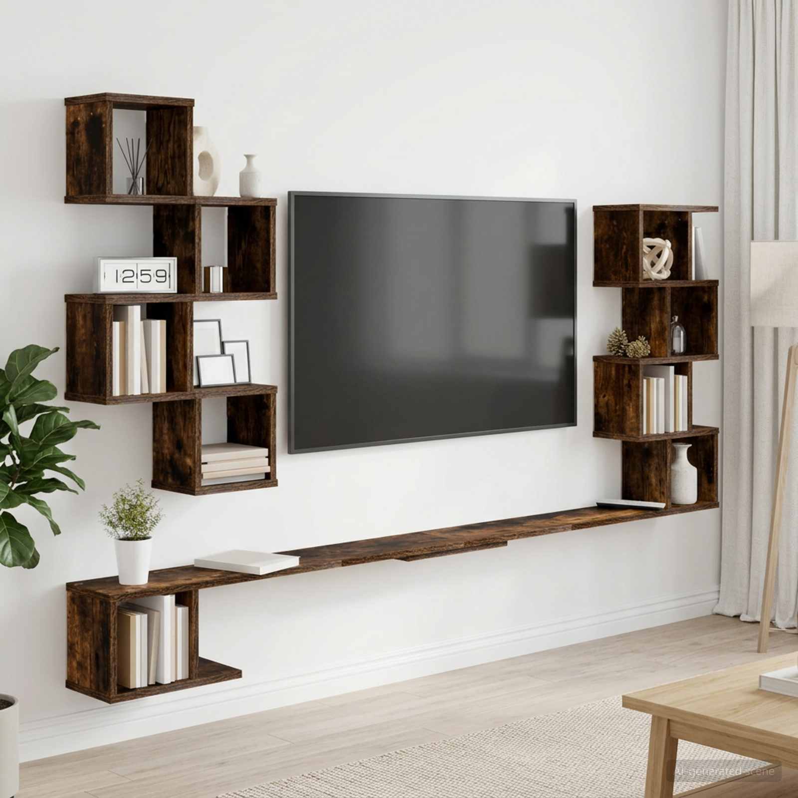 Polica za TV na zidu Dimljeni hrast 180 x 15 x 94 cm