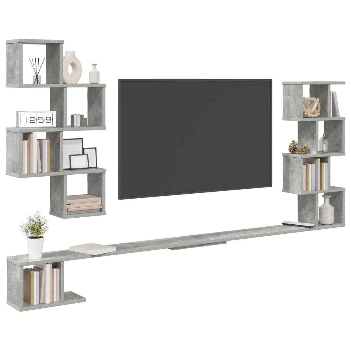 Polica za TV na zidu Betonska siva 200 x 15 x 94 cm