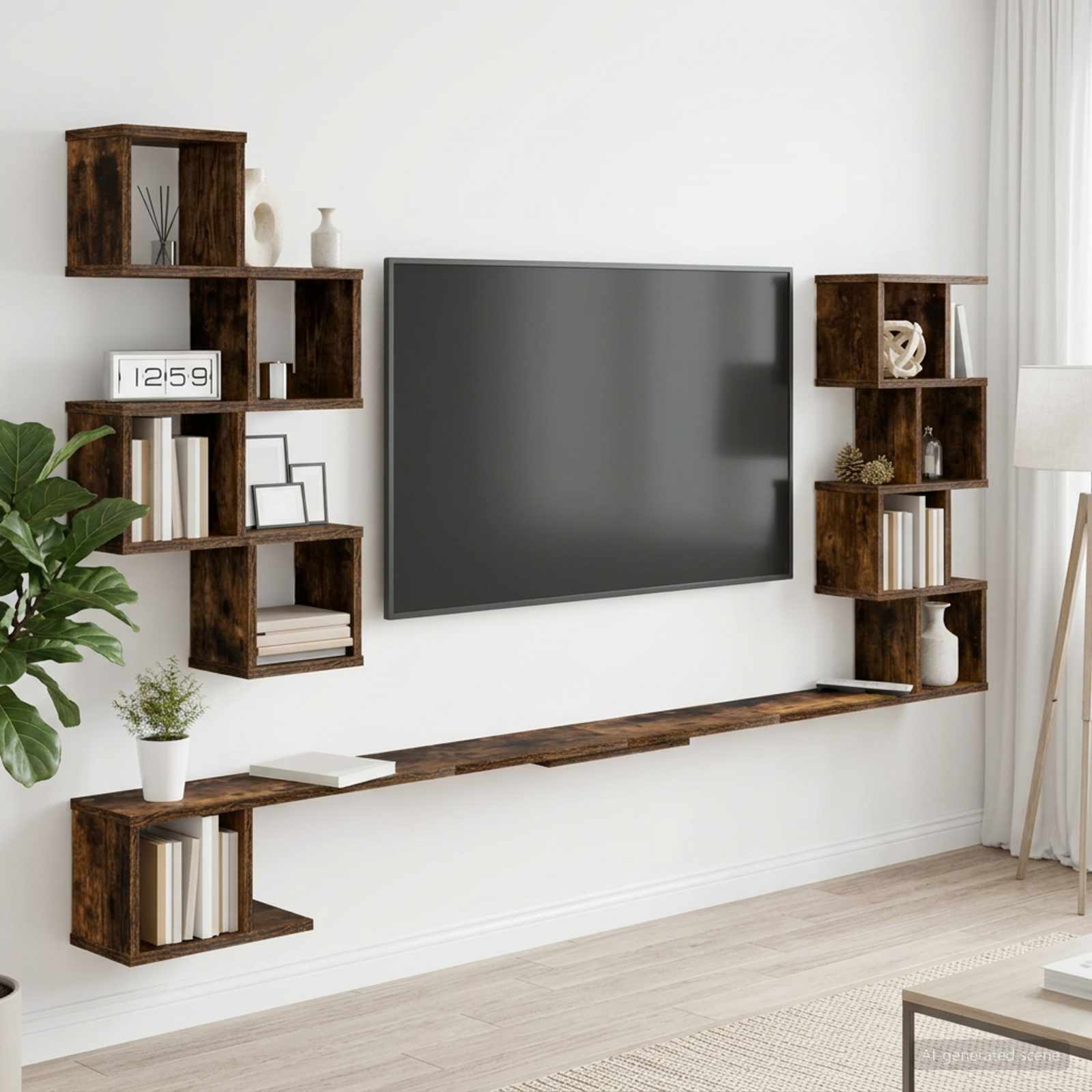 Polica za TV na zidu Dimljeni hrast 160 x 15 x 94 cm